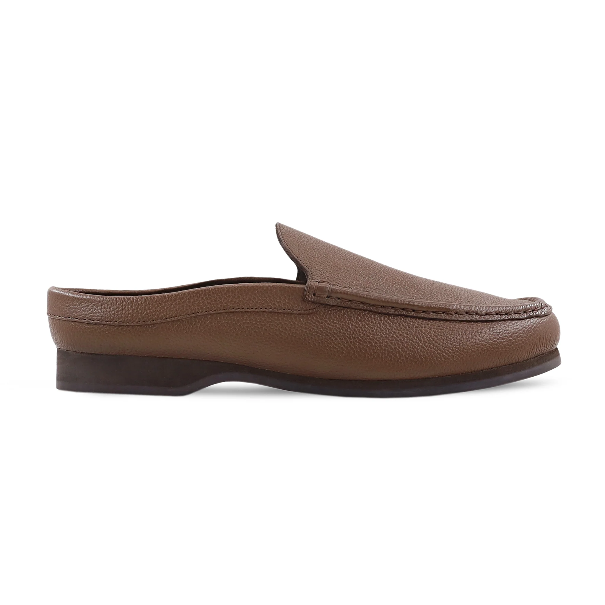Marjin - Men's Brown Pebble Grain Leather Slipper - Image 2
