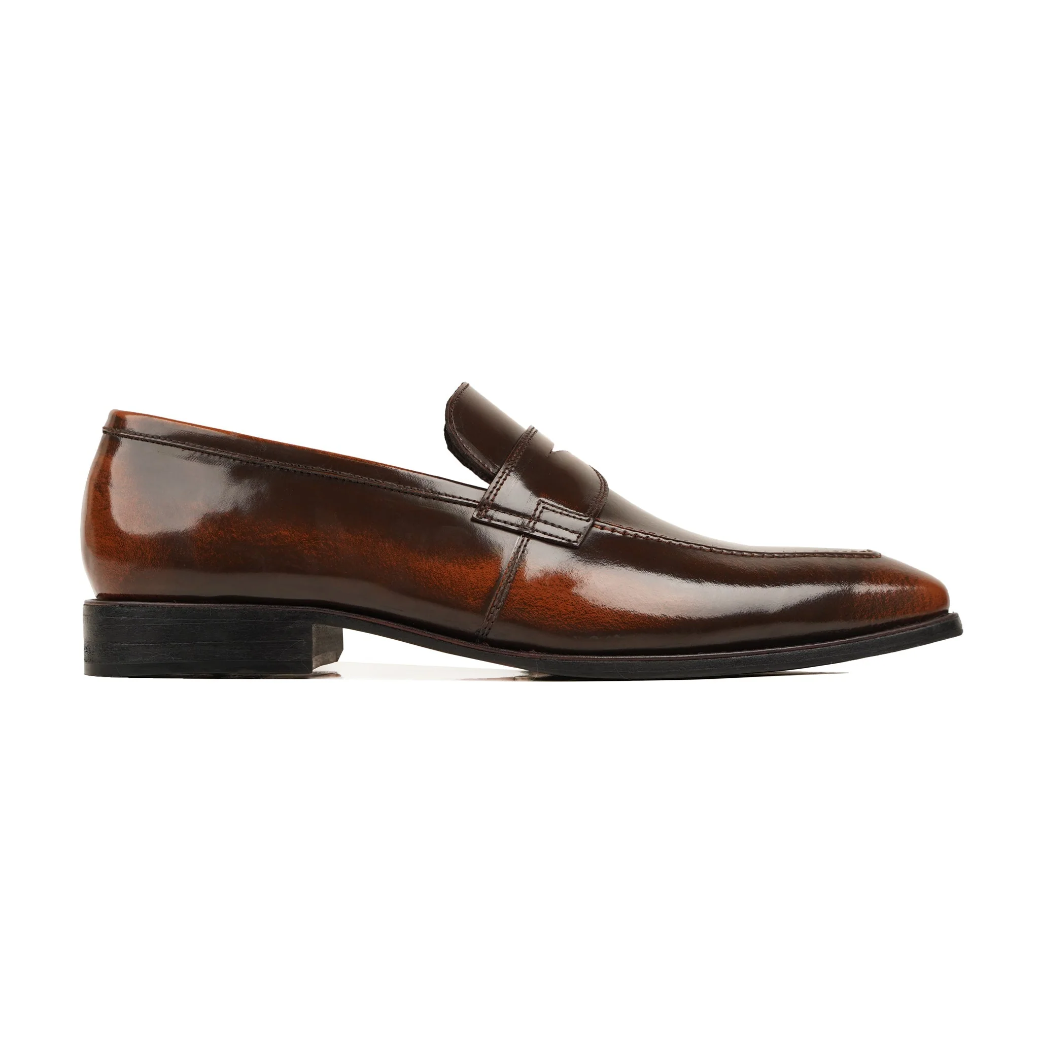 Vercelli - Men's Burnished Brown Box Leather High Shine Loafer - Image 2
