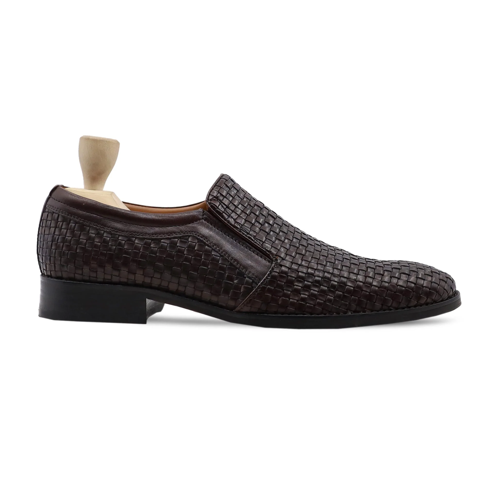 Micsome - Men's Dark Brown Hand Woven Calf Leather Loafer - Image 2