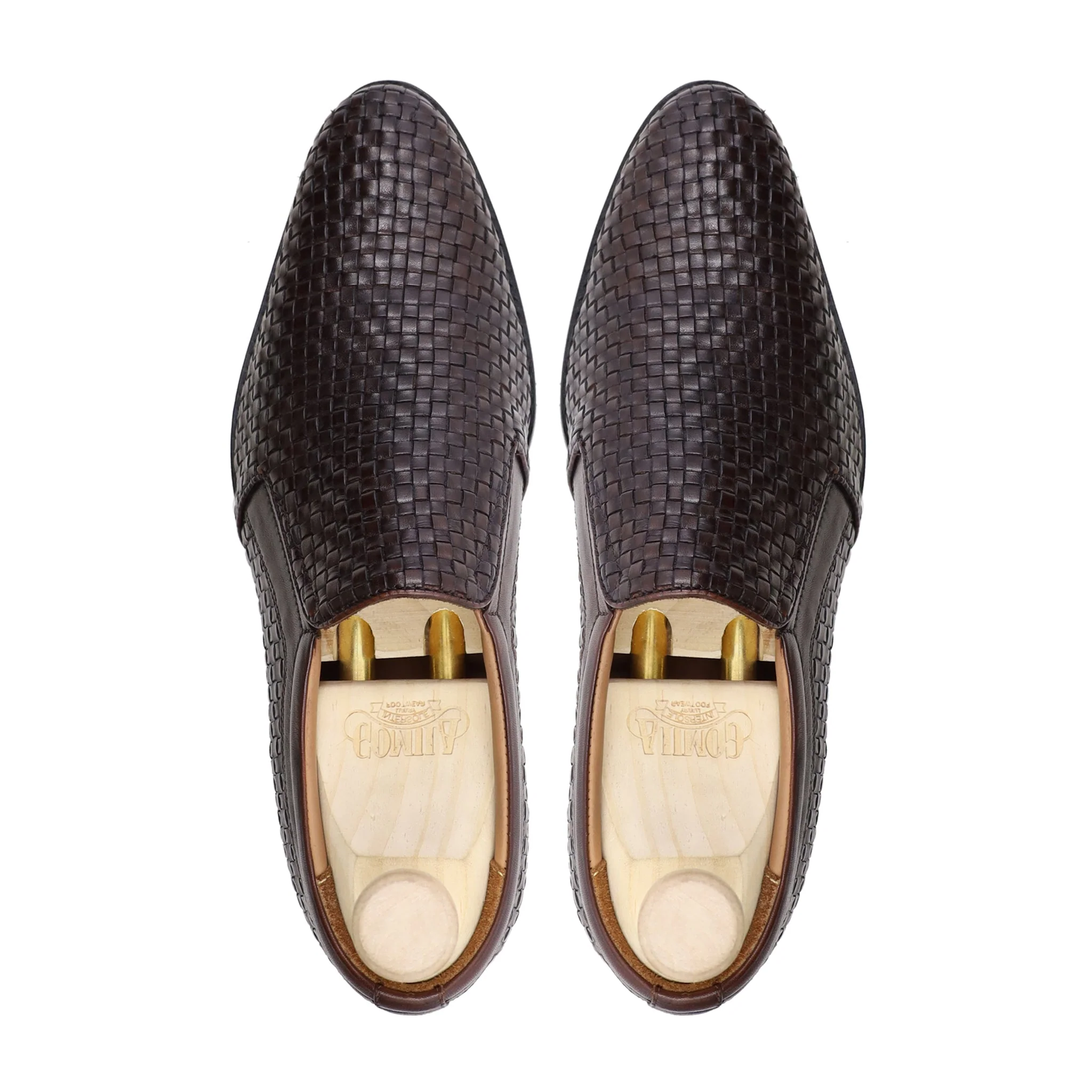 Micsome - Men's Dark Brown Hand Woven Calf Leather Loafer - Image 3