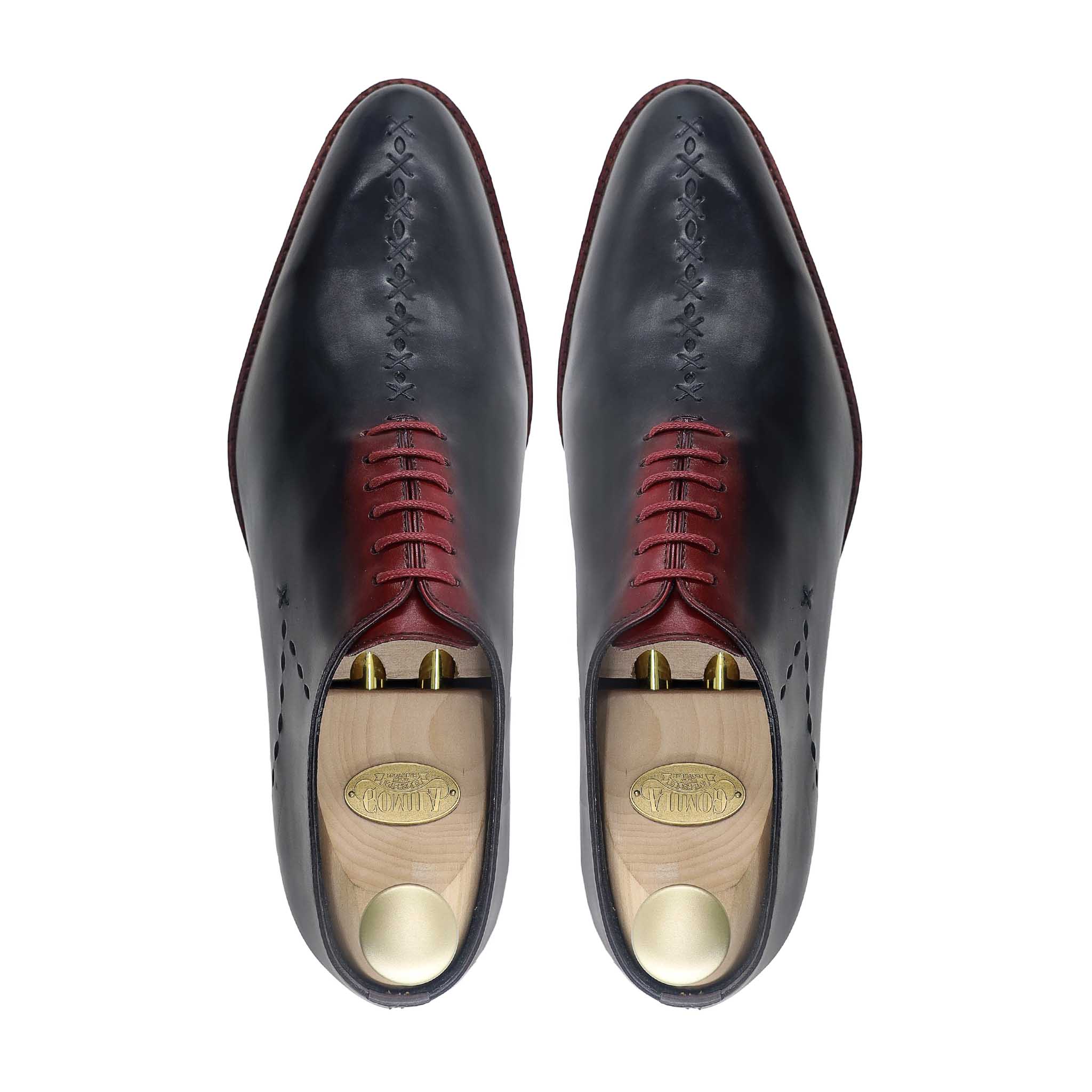 Milano - Men's Charcoal Oxblood Patina Calf Leather Wholecut Shoe - Goodyear Welted - Image 3