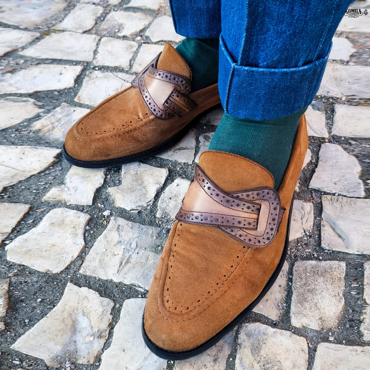 Mitsu - Men's Camel Kid Suede Loafer - Image 4