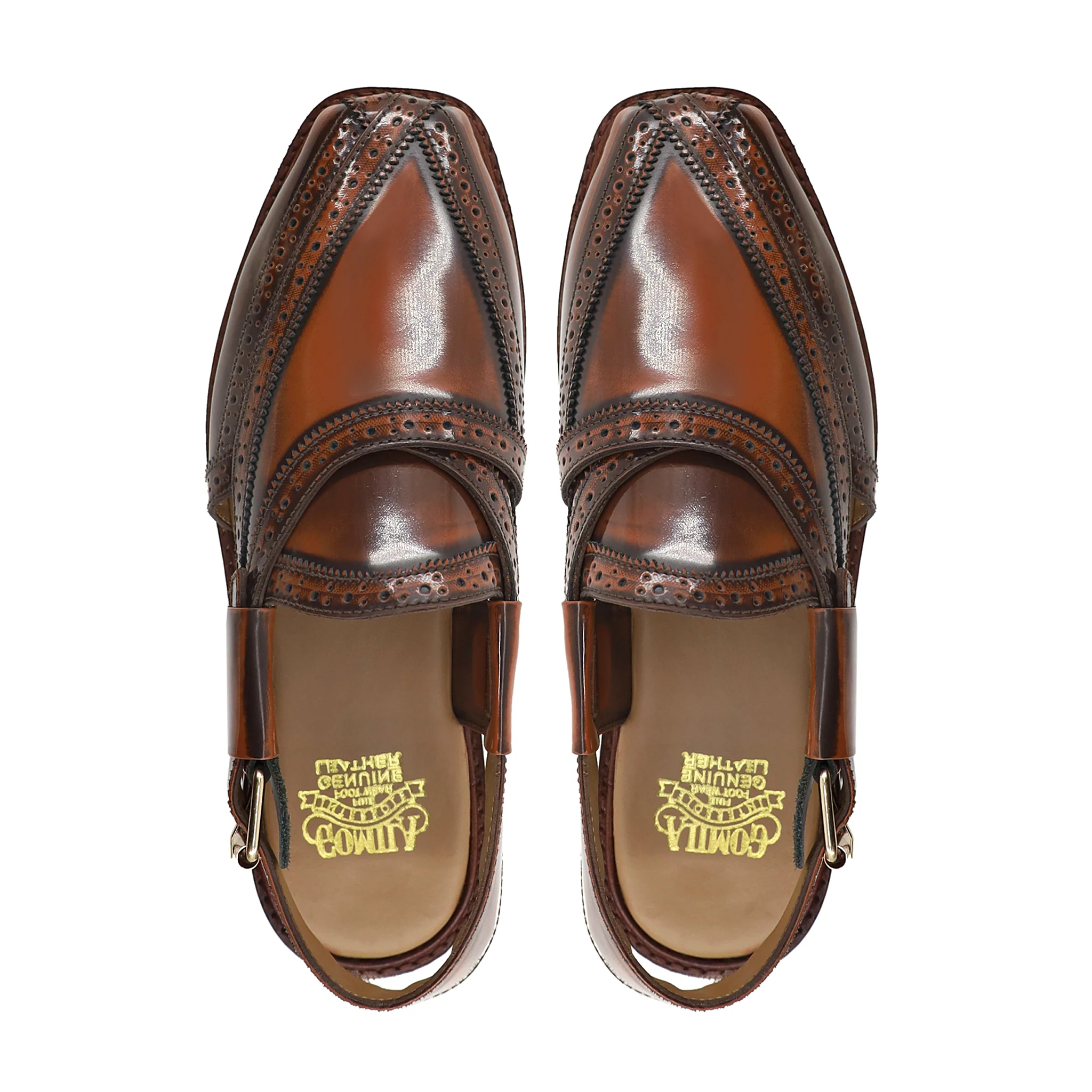 Muga - Men's Brown Box Leather High Shine Sandal - Image 3
