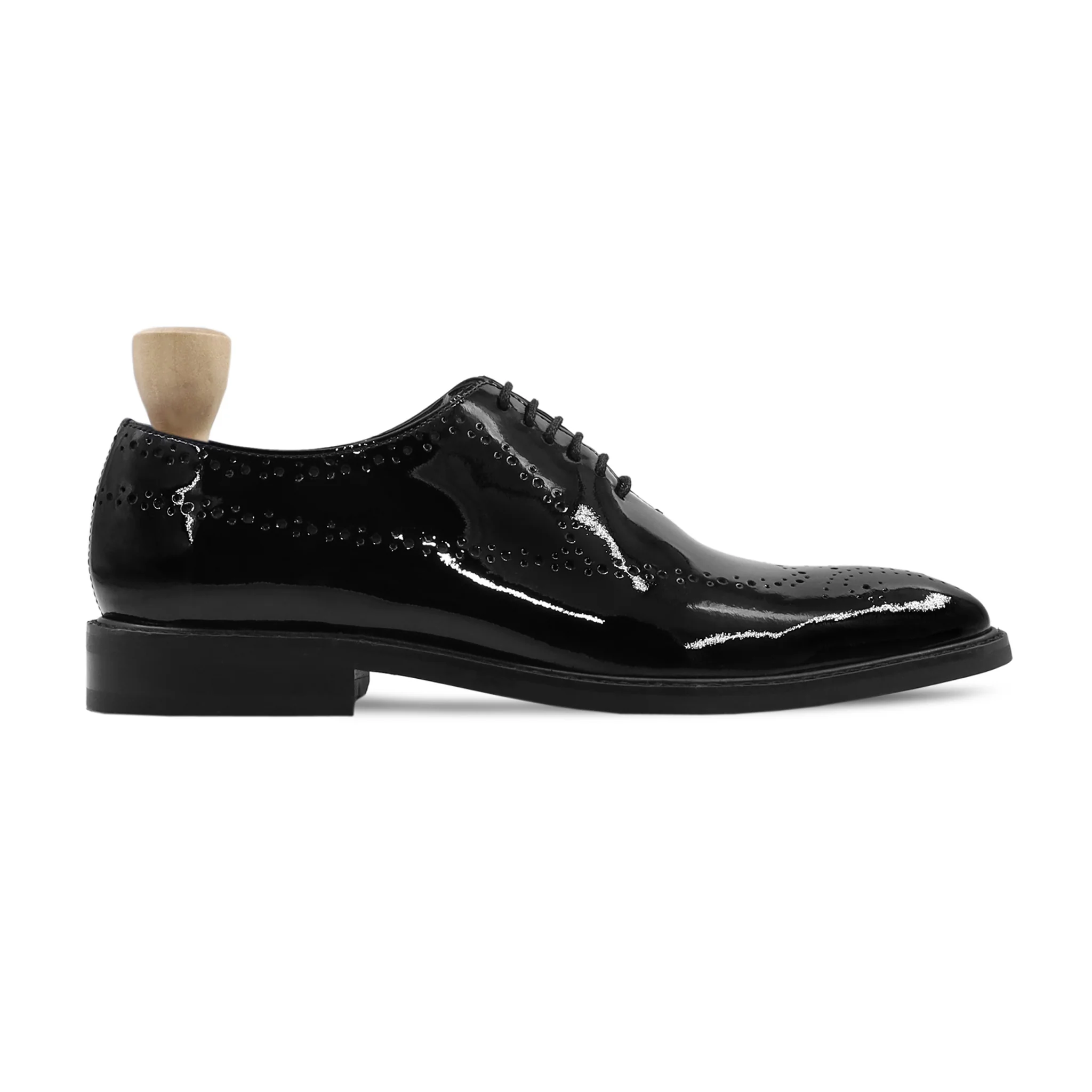 Neveah - Men's Black Patent Leather Wholceut Shoe - Image 2