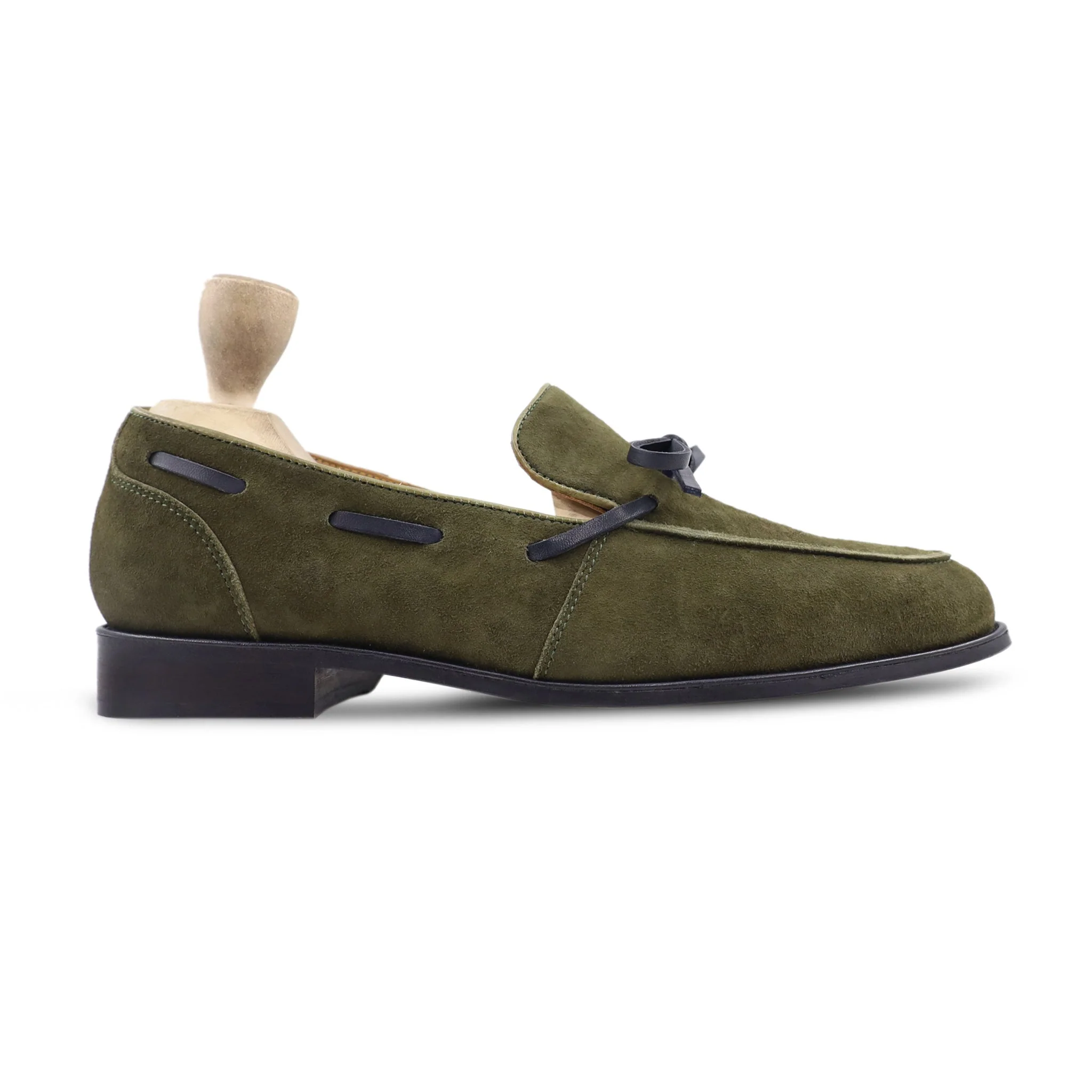 Nobde - Men's Olive Green Kid Suede Loafer - Image 2