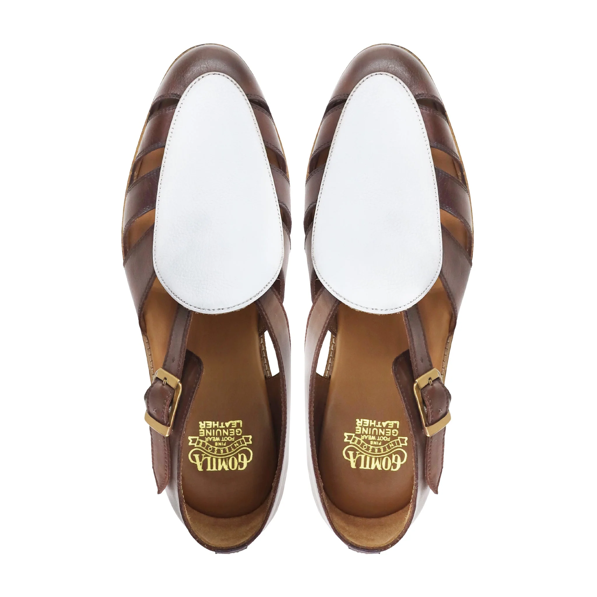 Pedri - Men's Brown Calf and White Pebble Grain Leather Sandal - Image 3