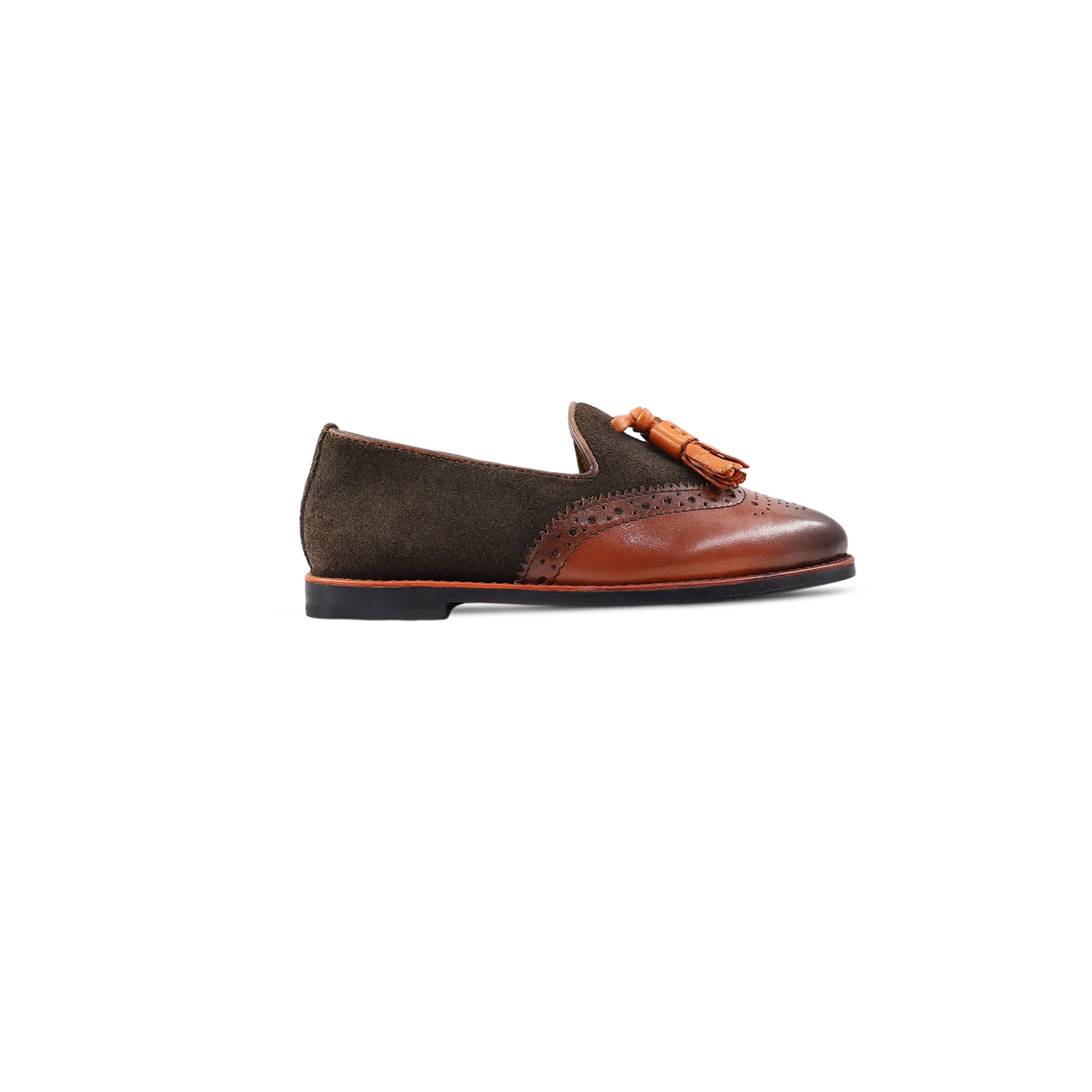 Pedro - Kid's Burnished Brown Calf Leather and Kid Suede Loafer (5-12 Year's Old) - Image 2