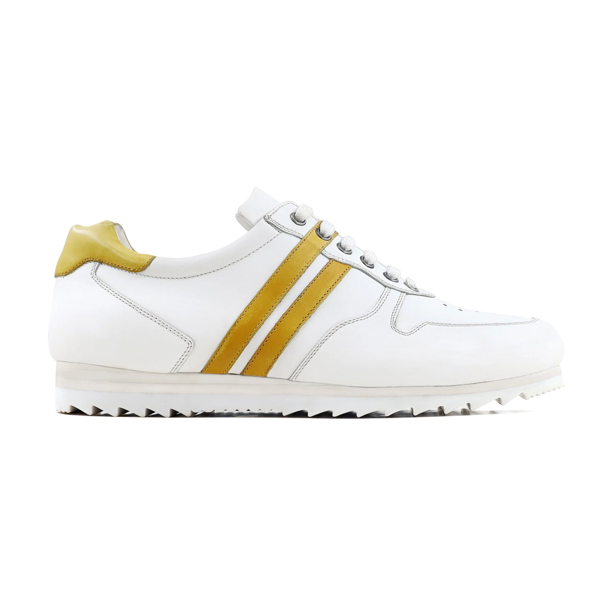 Perlan - Men's White and Yellow Calf Leather Jogger - Image 2