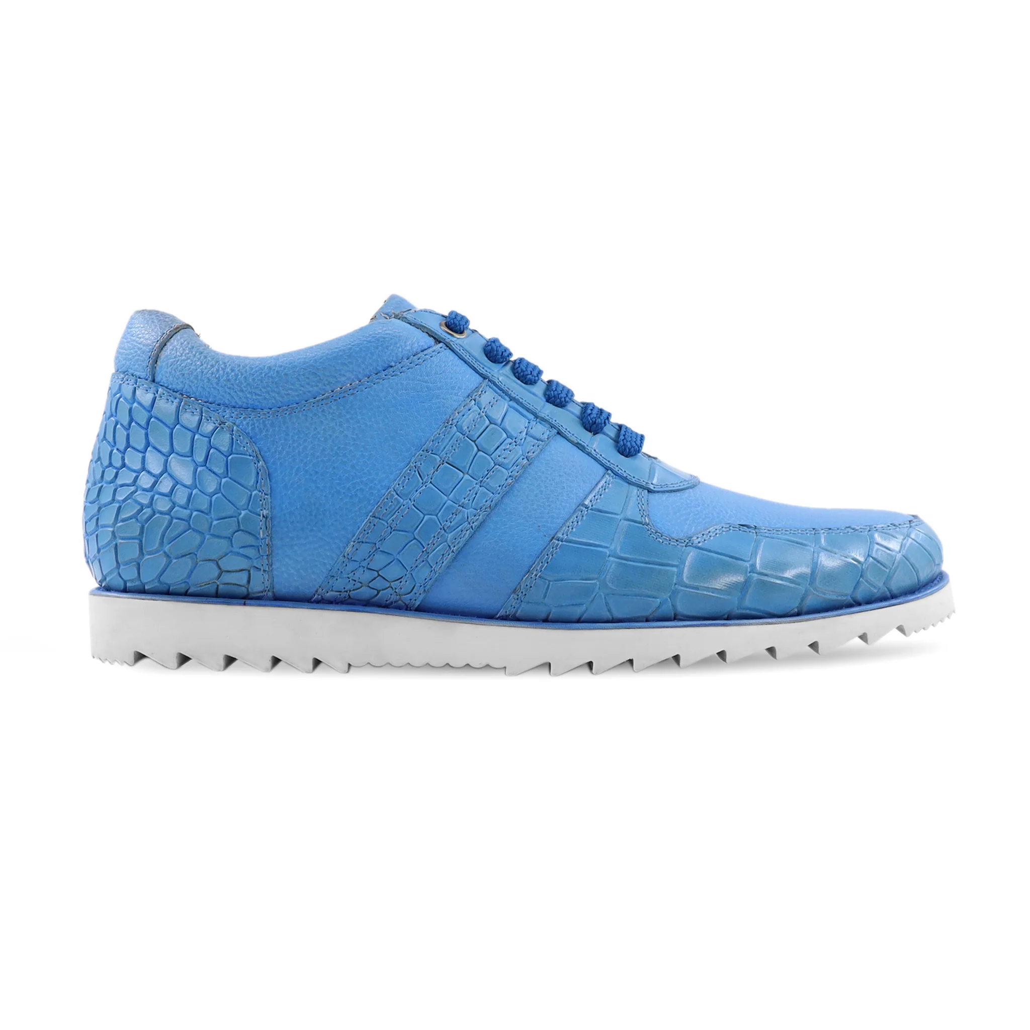 Perley - Men's Denim Blue Calf and Pebble Grain Leather Jogger - Image 2
