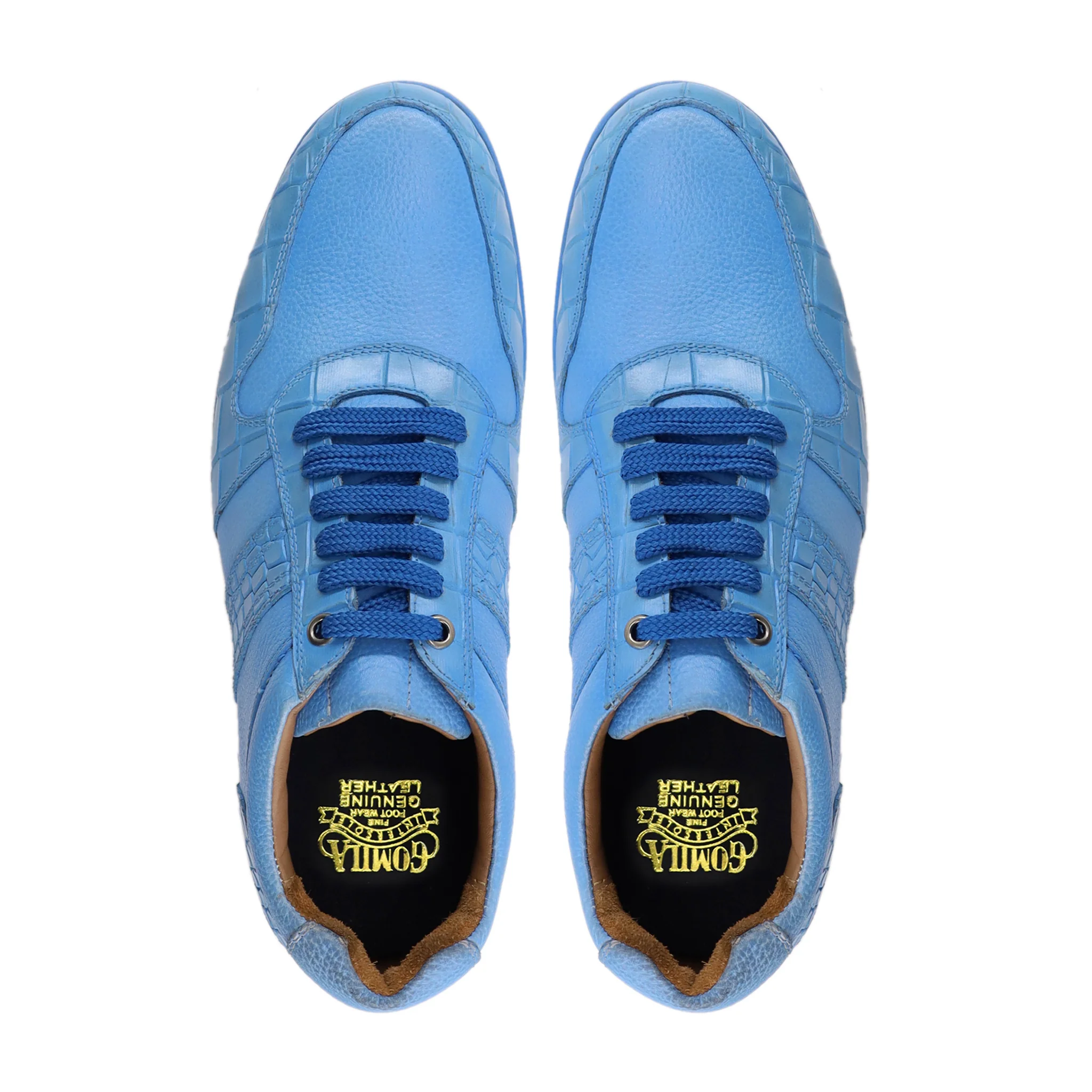 Perley - Men's Denim Blue Calf and Pebble Grain Leather Jogger - Image 3