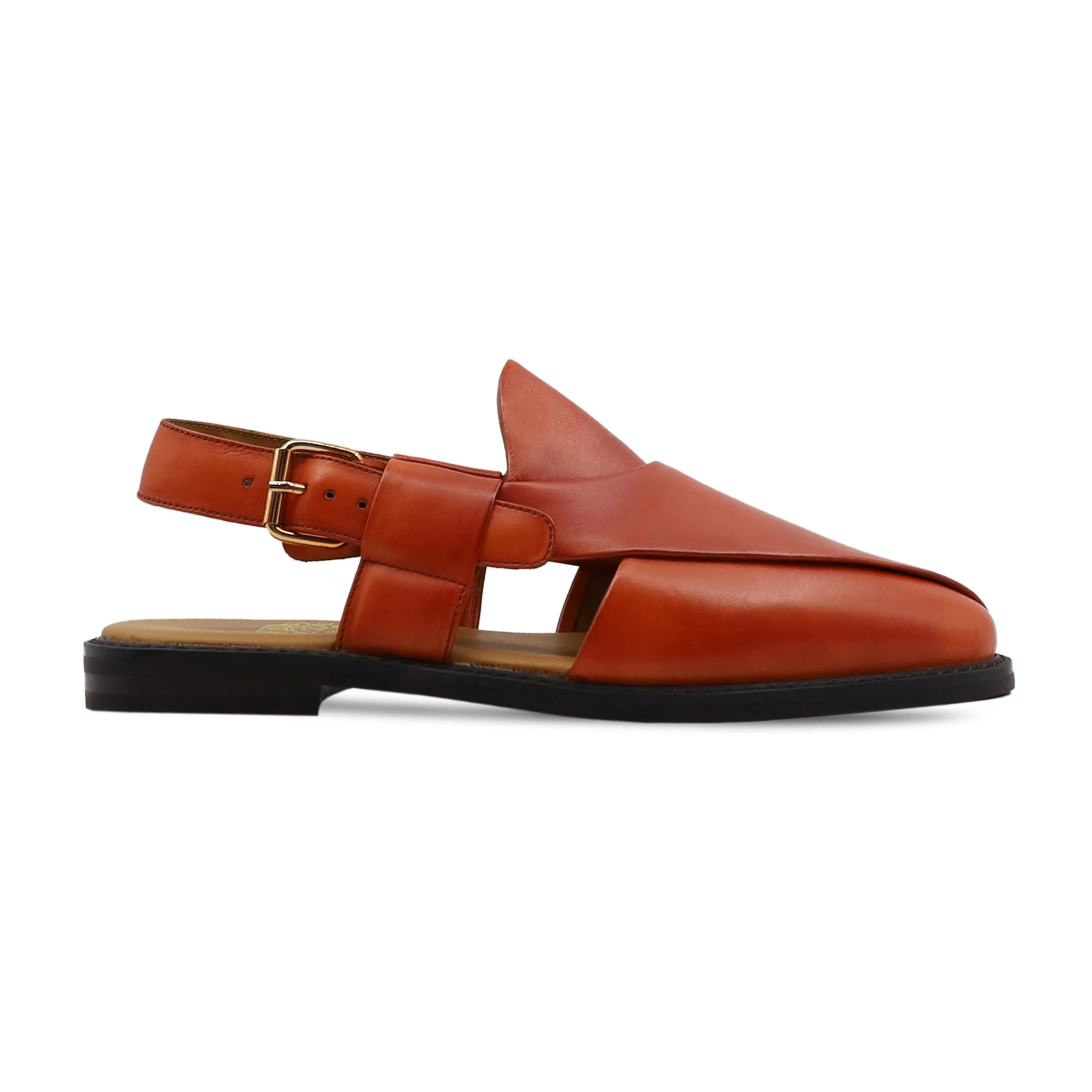 Persog - Men's Papaya Orange Calf Leather Sandal - Image 2