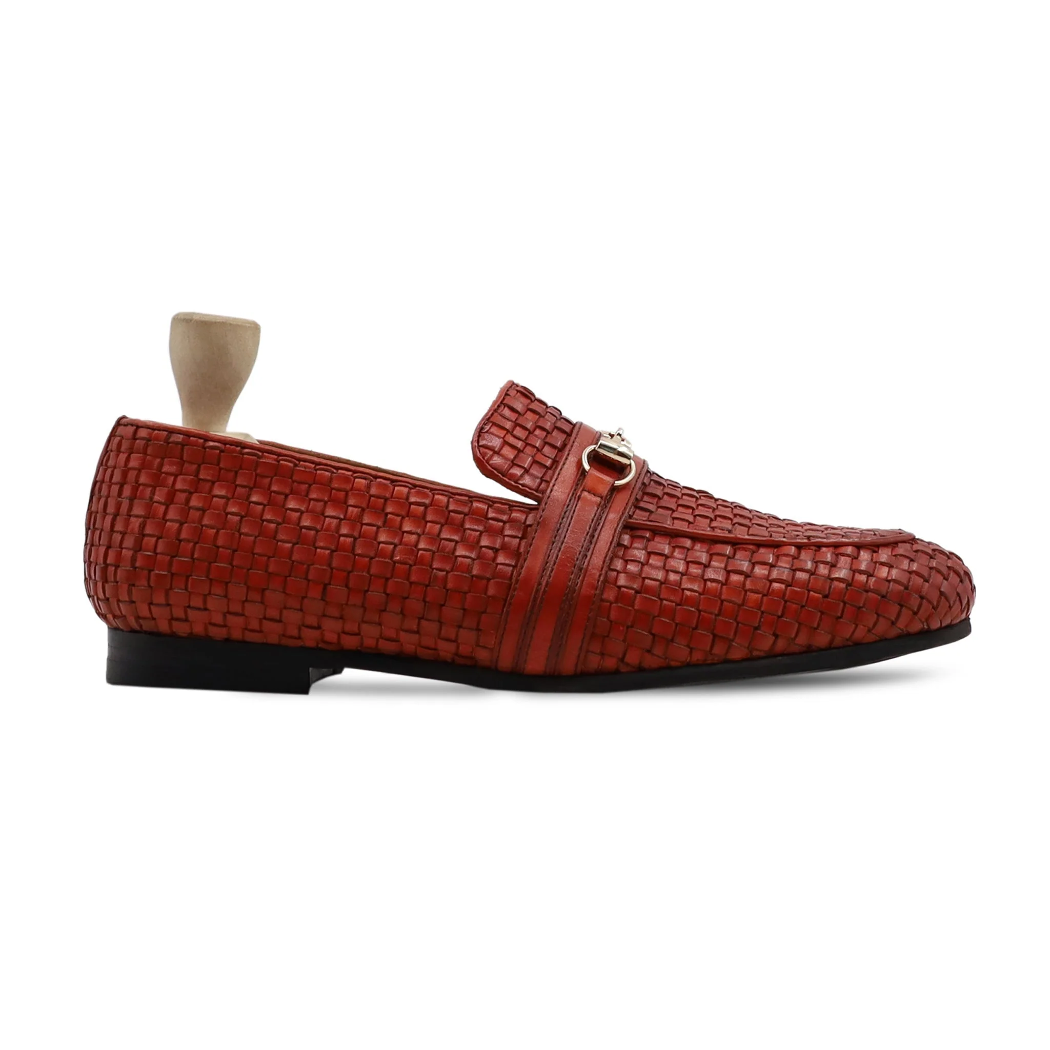 Predator - Men's Red Hand Woven Calf Leather Loafer - Image 2