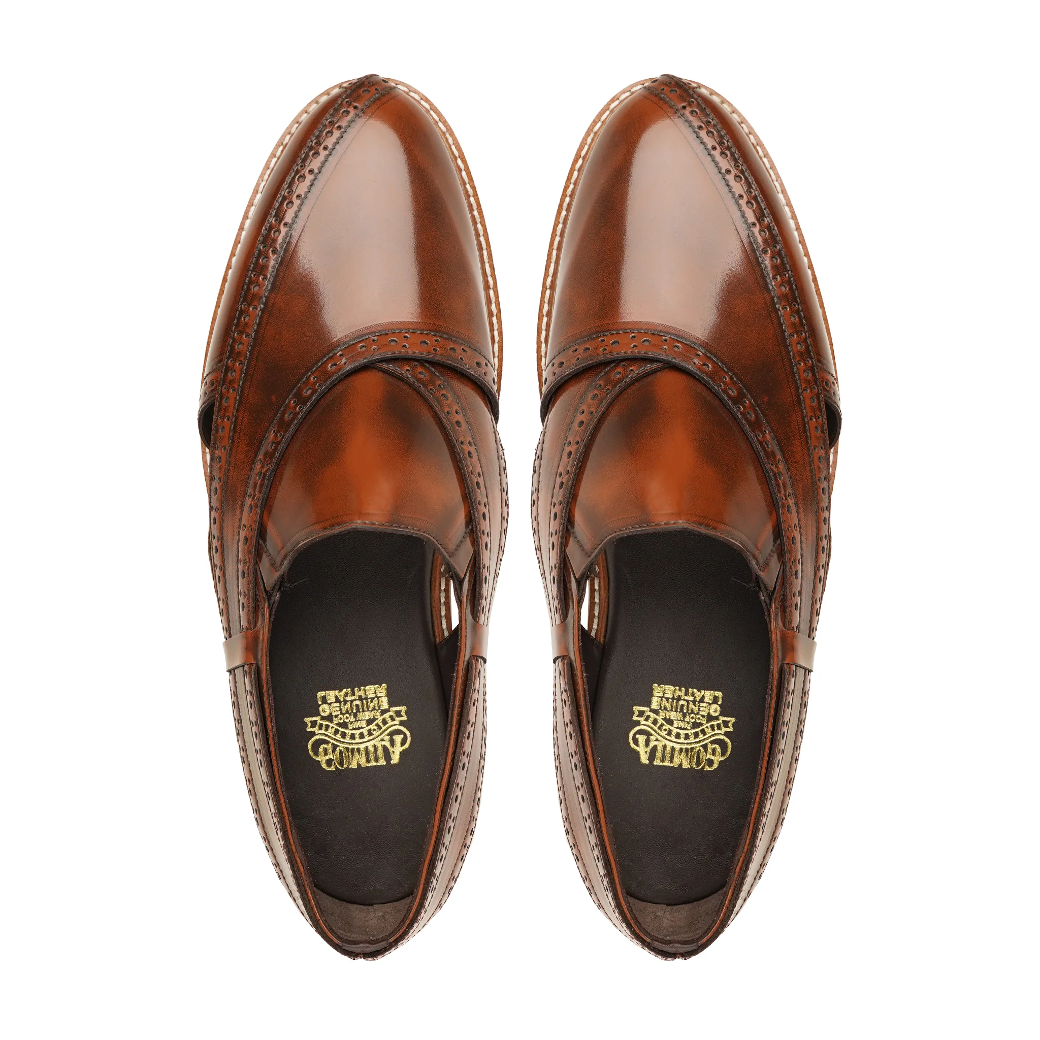 Pretoria - Men's Brown Box Leather High Shine Sandal - Image 3