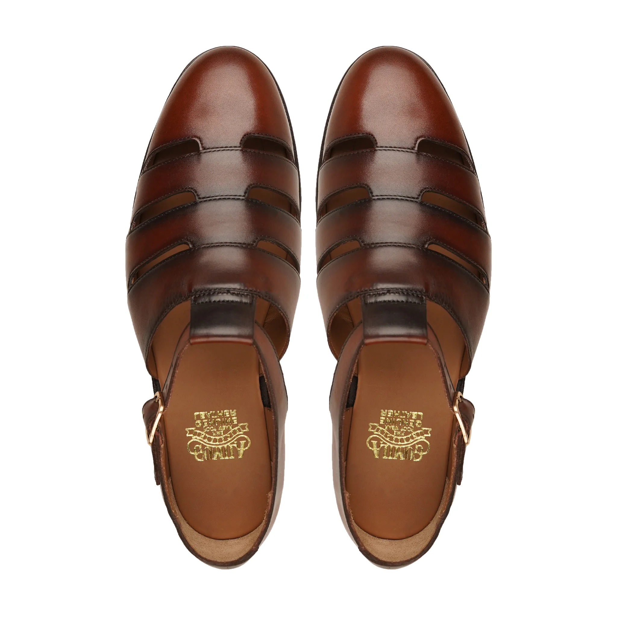 Qoozi - Men's Burnished Brown Calf Leather Sandal - Image 3