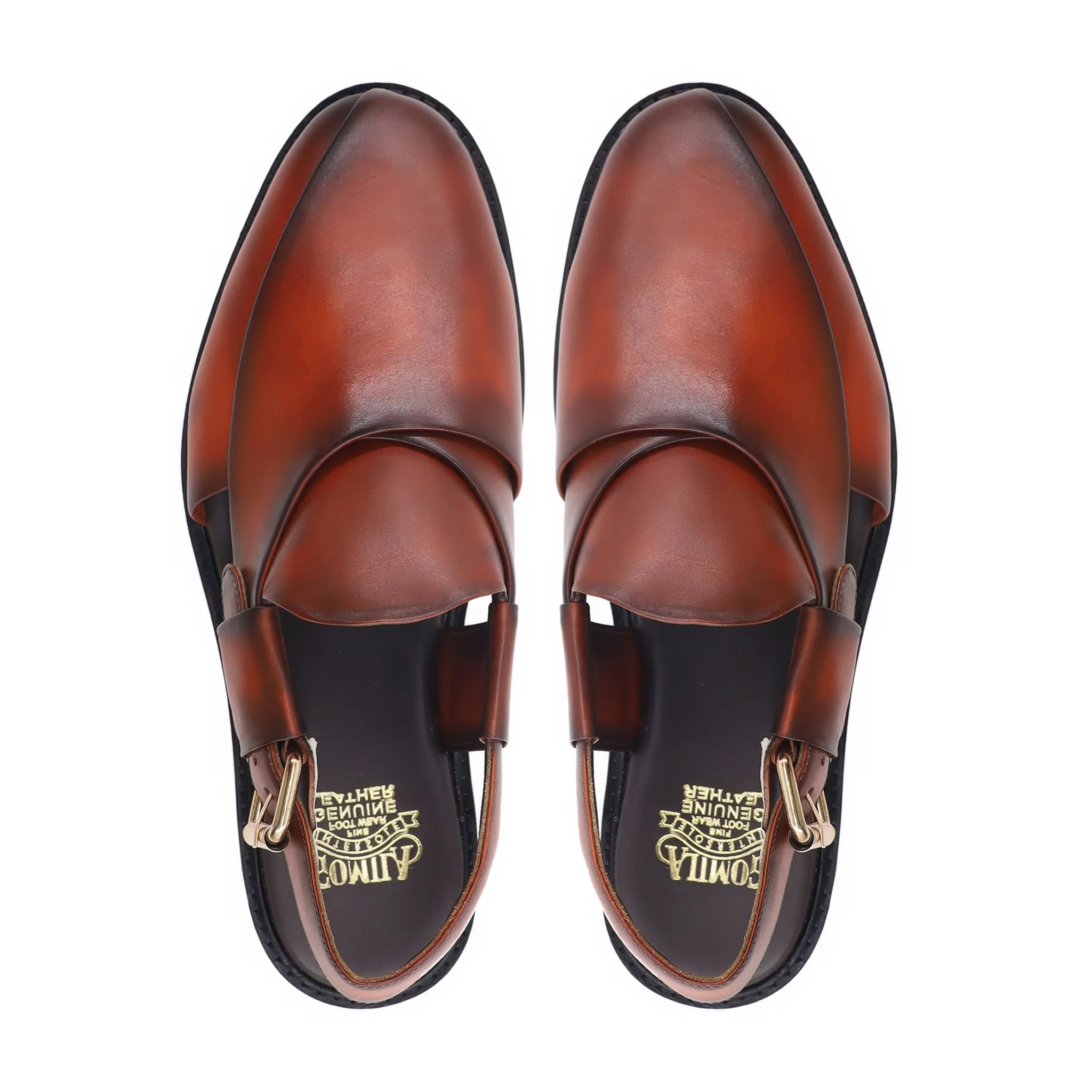 Raymond - Men's Burnished Orange Tan Calf Leather Sandal - Image 3