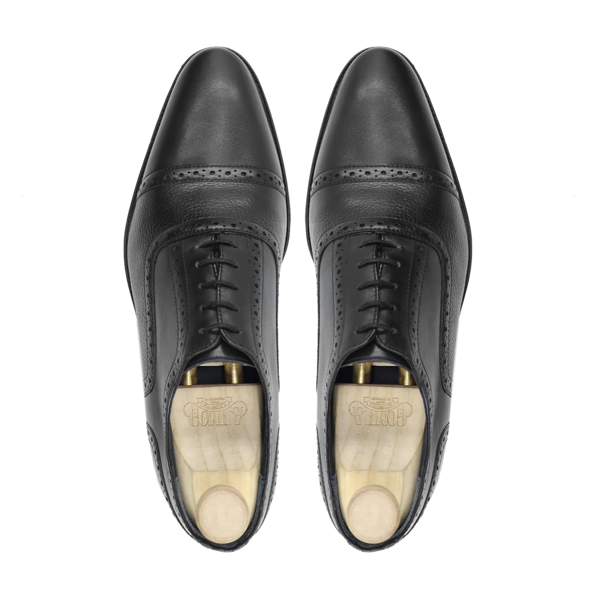 Richard - Men's Black Calf and Pebble Grain Leather Oxford Shoe - Image 3