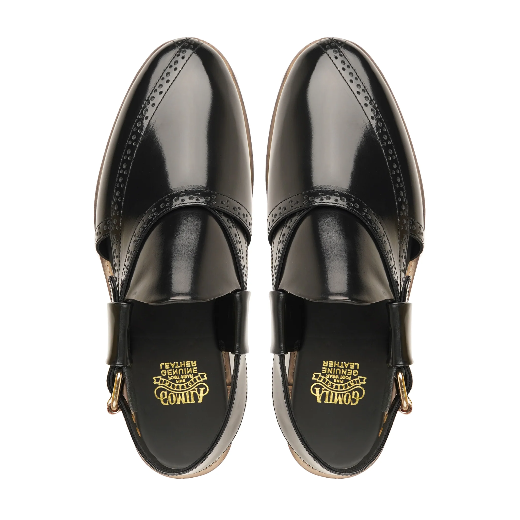 Rinao - Men's Black Box Leather High Shine Sandal - Image 3