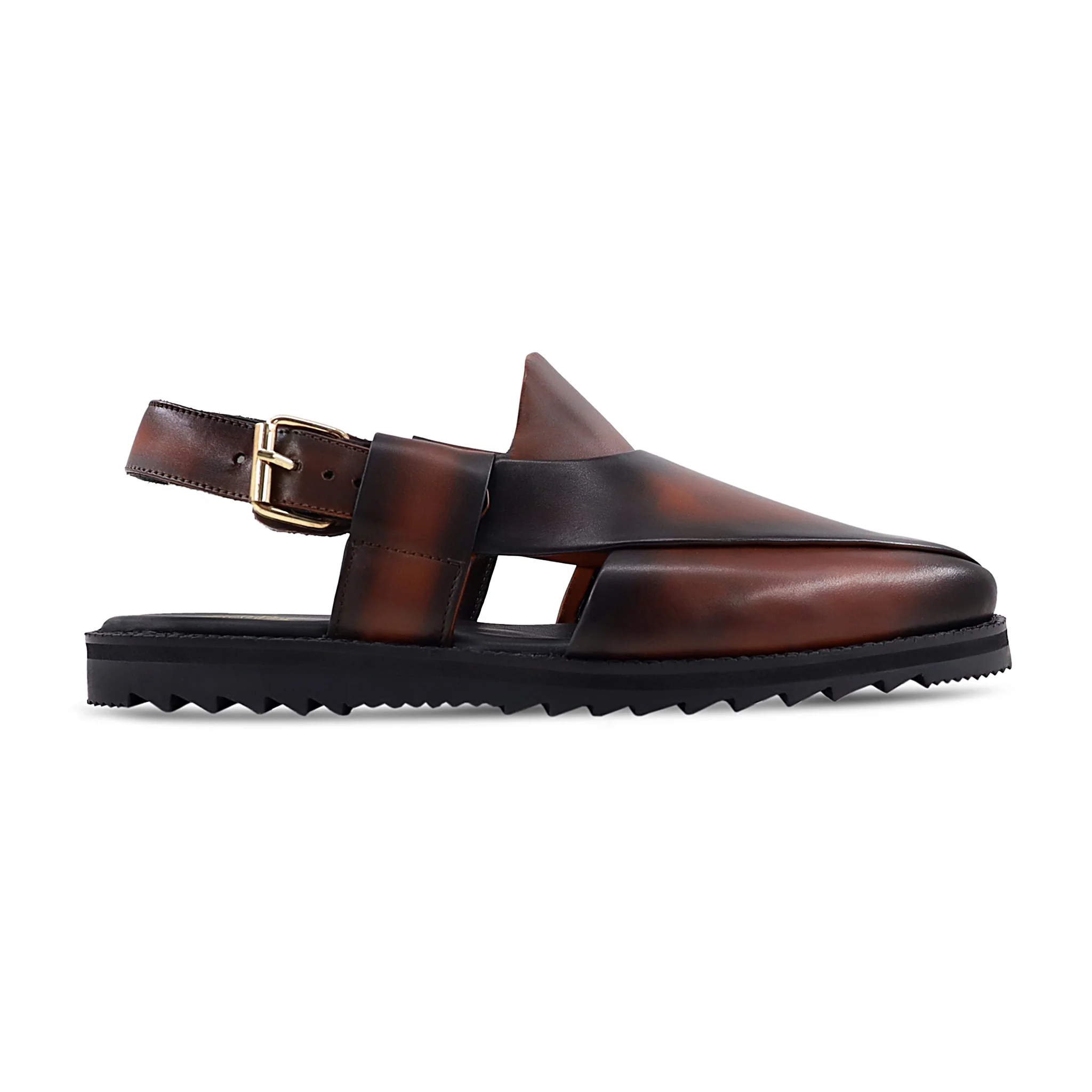 Ronzo - Men's Burnished Brown Calf Leather Sandal - Image 2