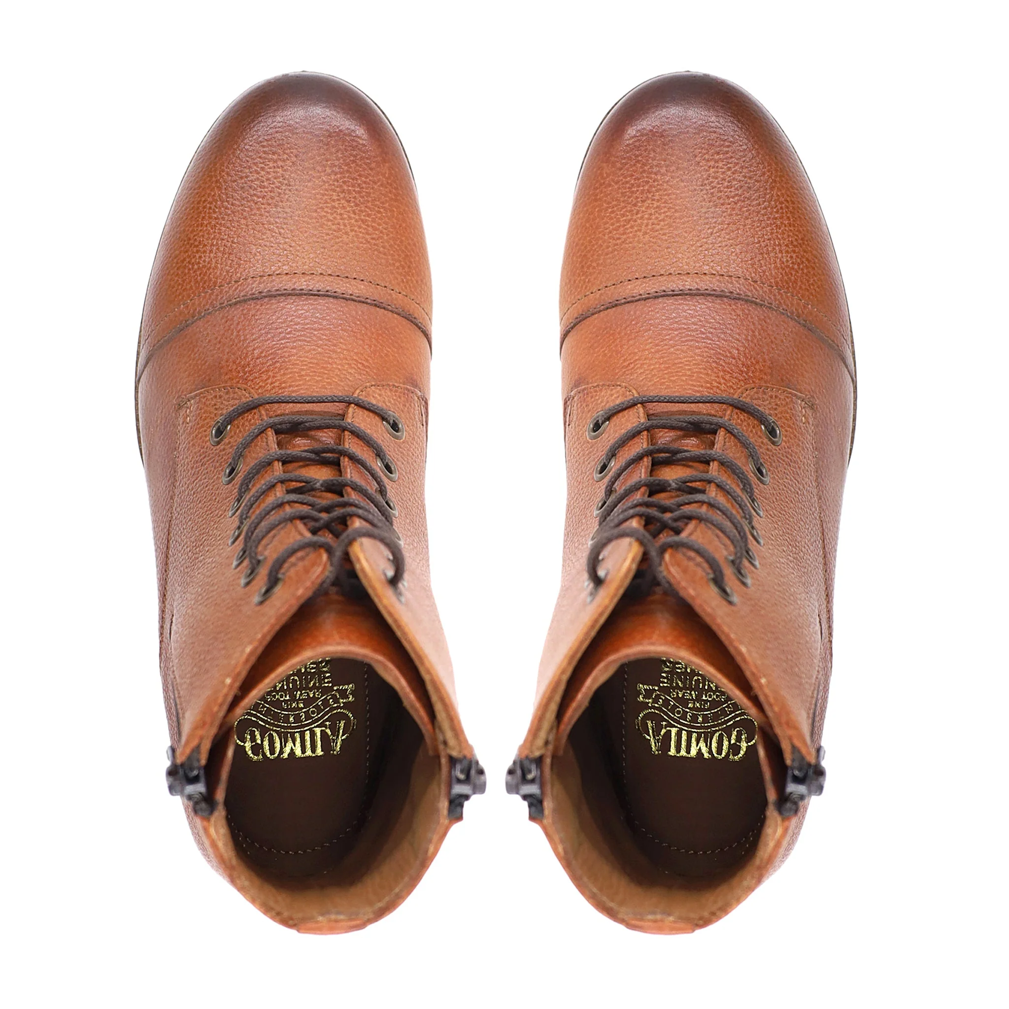 Sara - Ladies Tan Brown Pebble Grain Leather Ankle Boot - Image 3