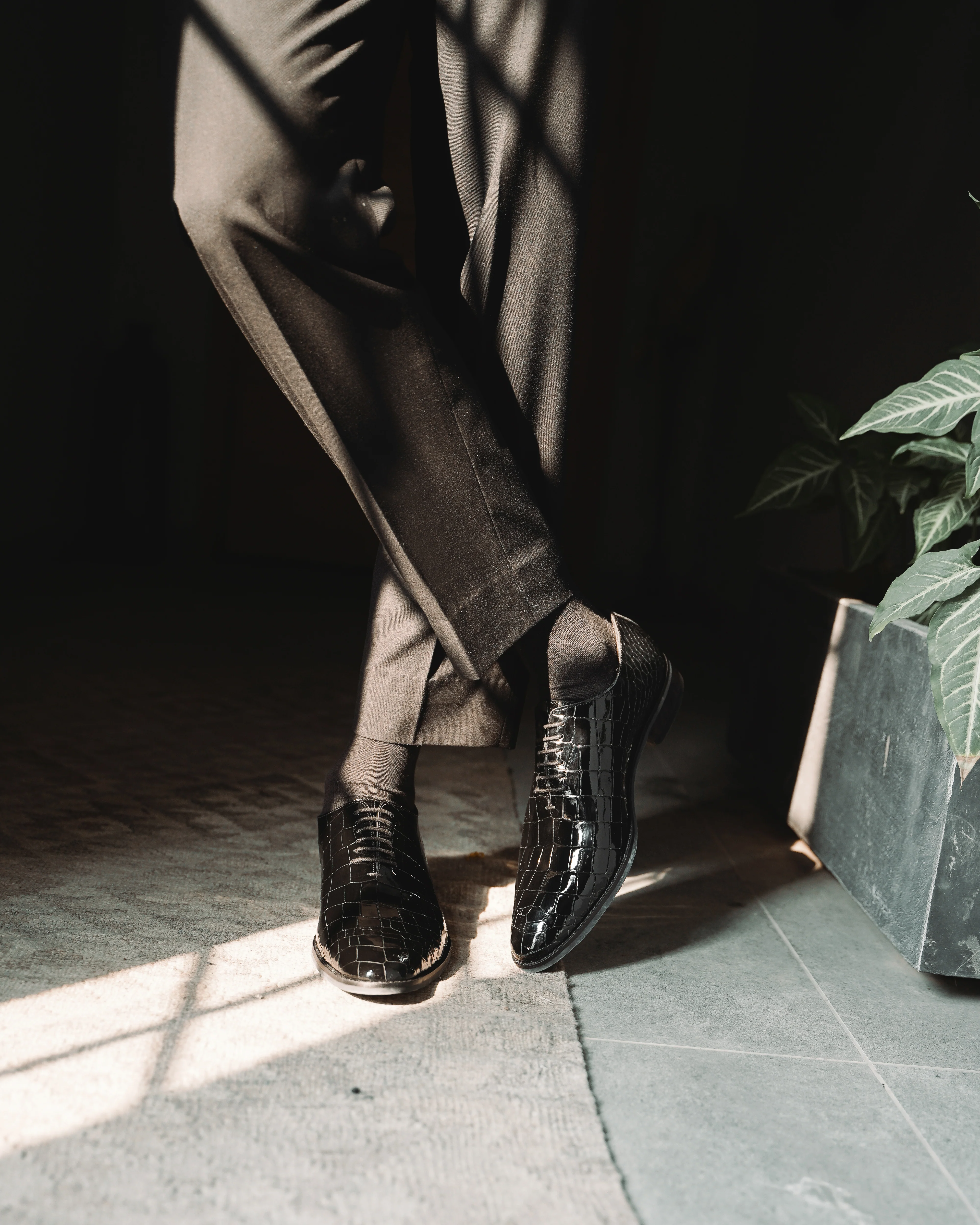 Sarat - Men's Black Patent Leather Wholecut Shoe - Image 5