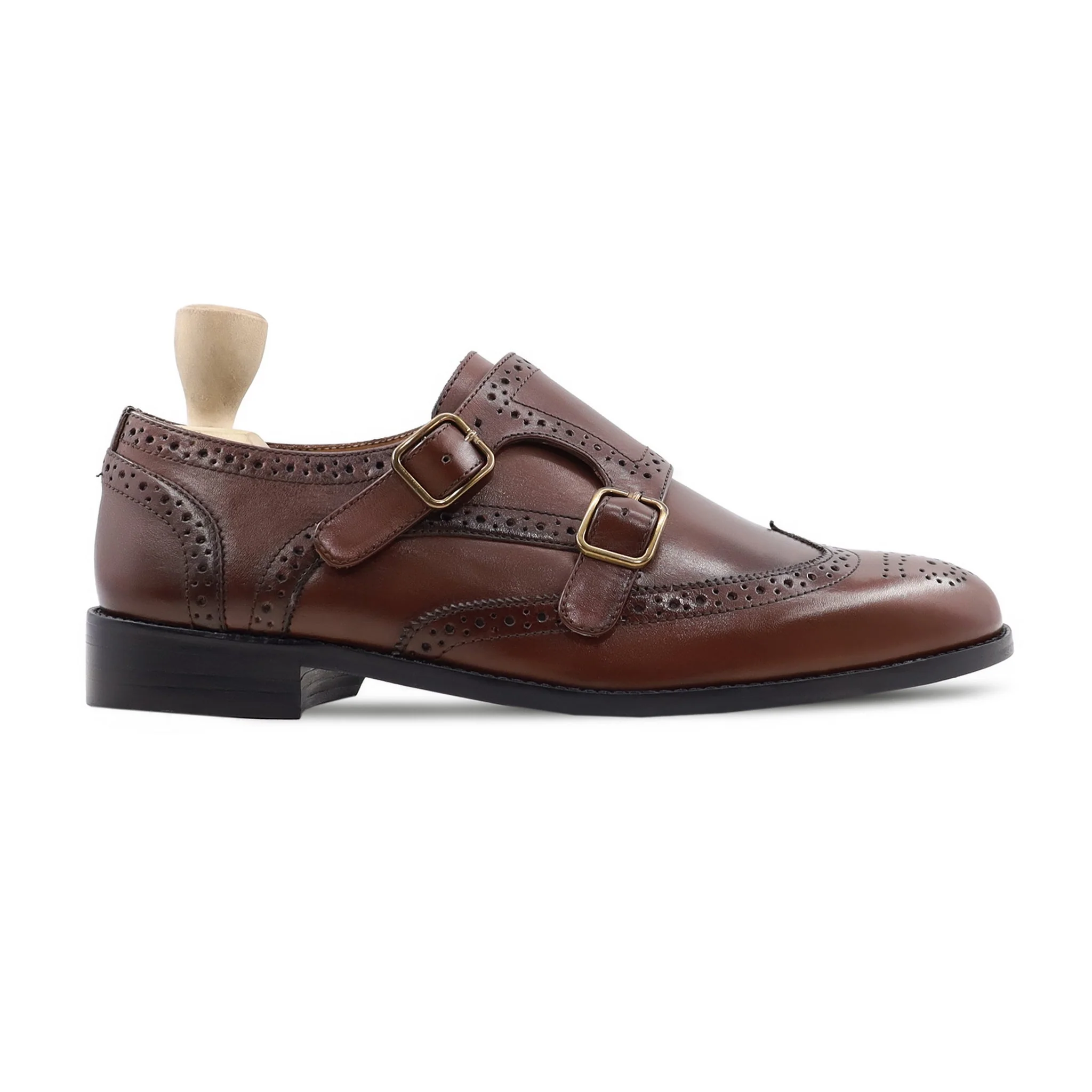 Savanna - Men's Brown Calf Leather Double Monkstrap - Image 2