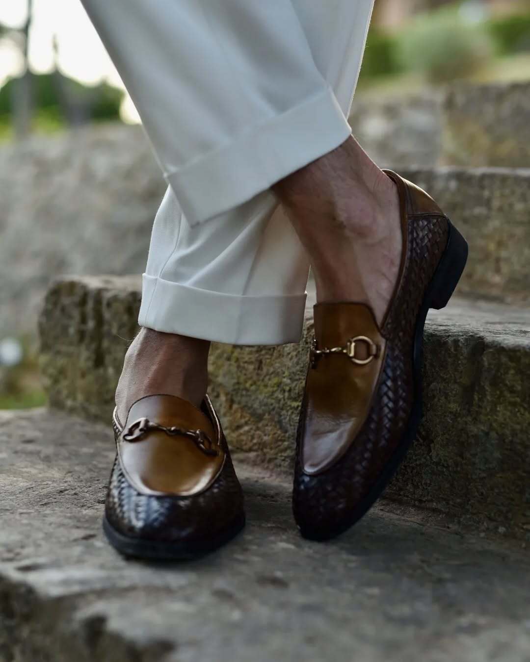 Schalke - Men's Tan Brown Calf and Hand Woven Calf Leather Loafer - Image 6