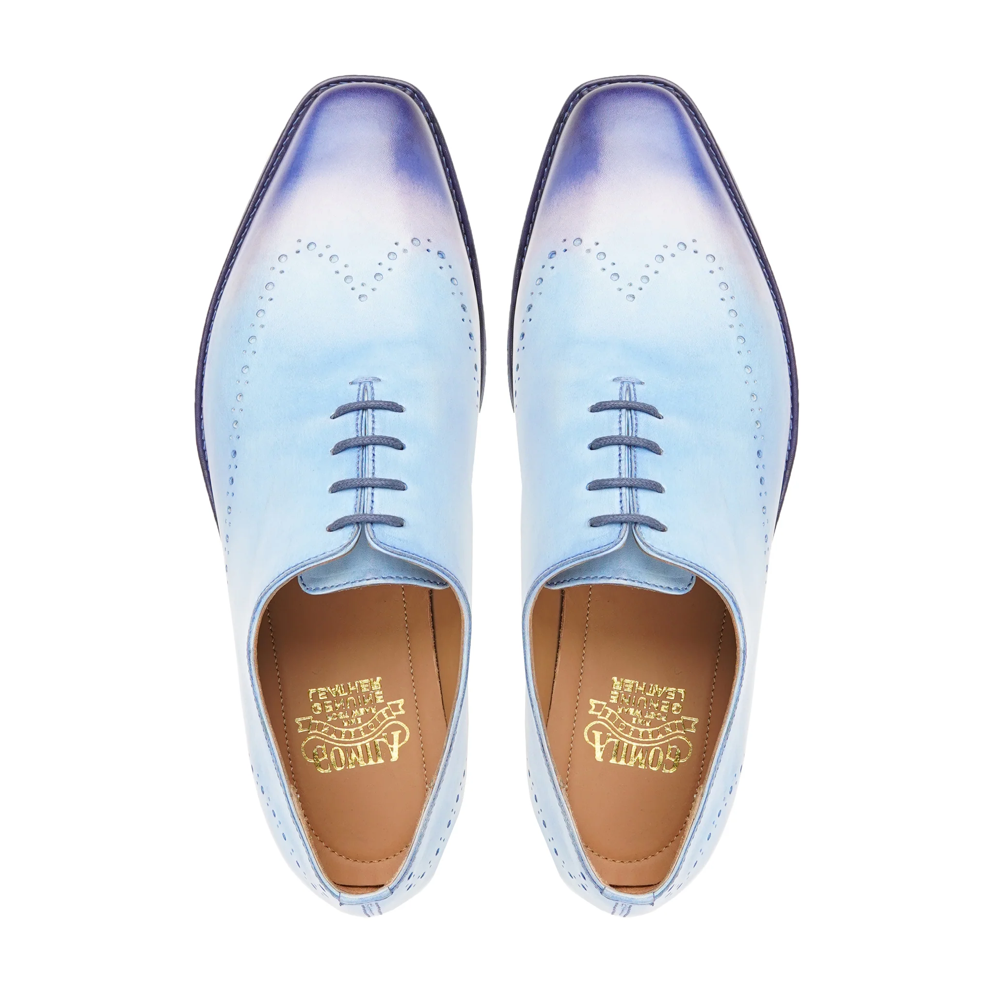 Seahorse - Men's Sky Blue Patina Calf Leather Wholecut - Image 3
