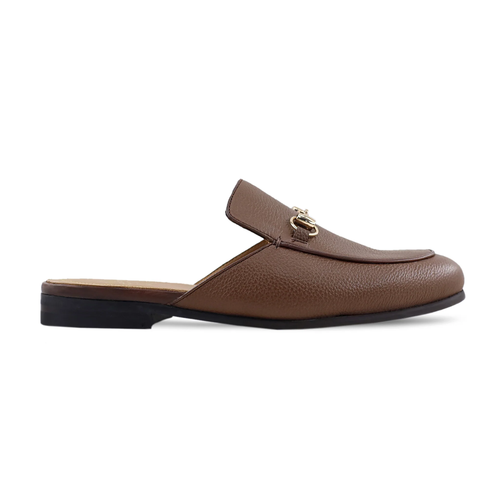Selyse - Men's Brown Pebble Grain Leather Slipper - Image 2