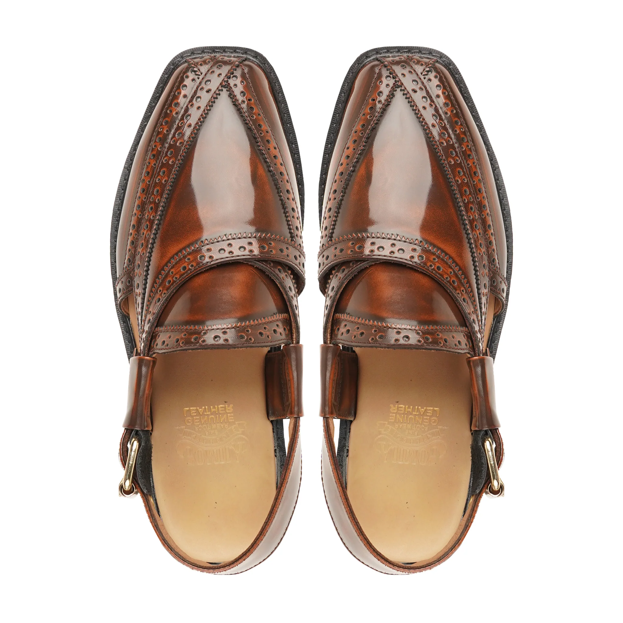 Sibasa - Men's Burnished Brown Box Leather High Shine Sandal - Image 3