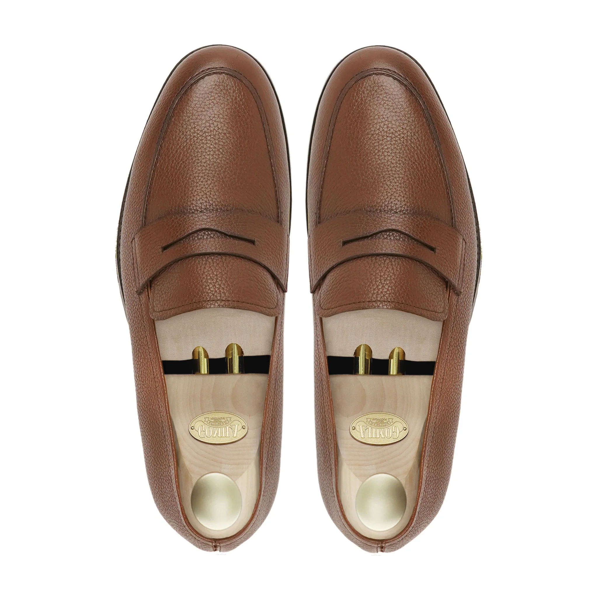 Smeaton - Men's Brown Pebble Grain Leather Loafer - Image 3