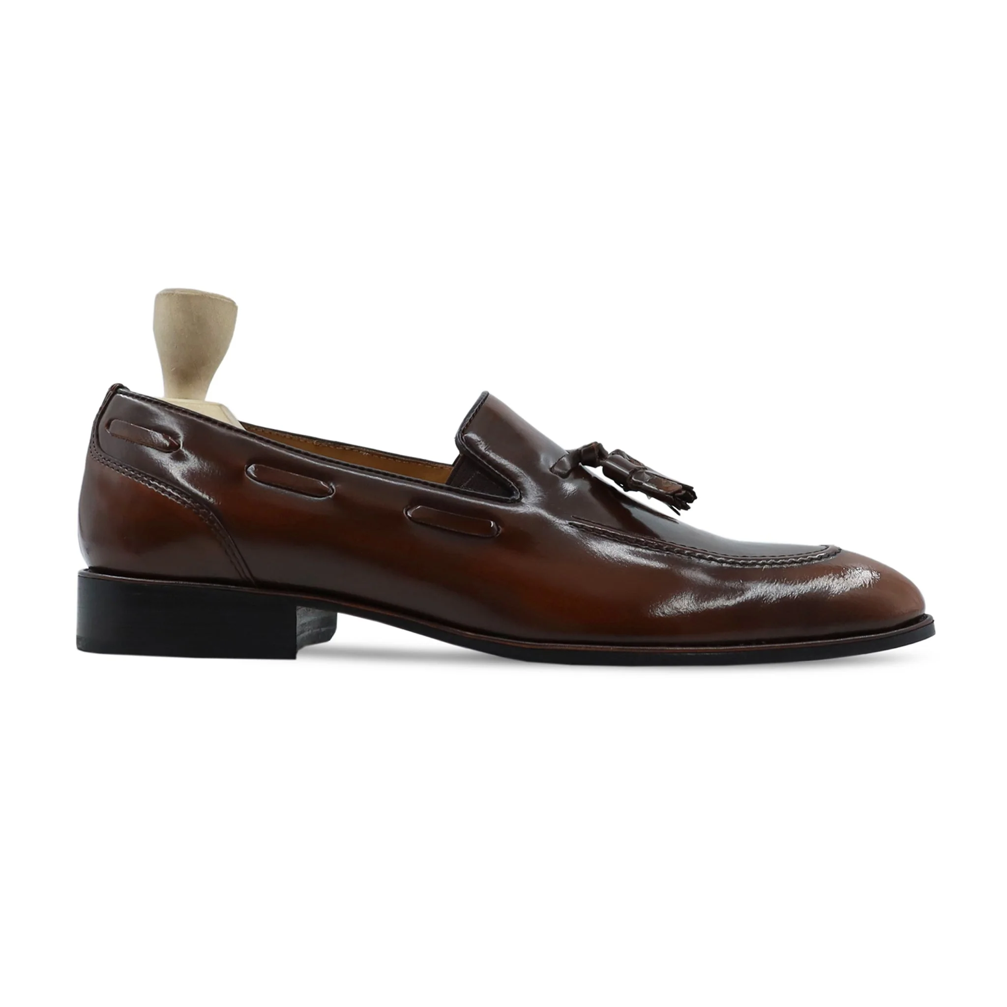 Syracuse - Men's Brown Box Leather High Shine Loafer - Image 2