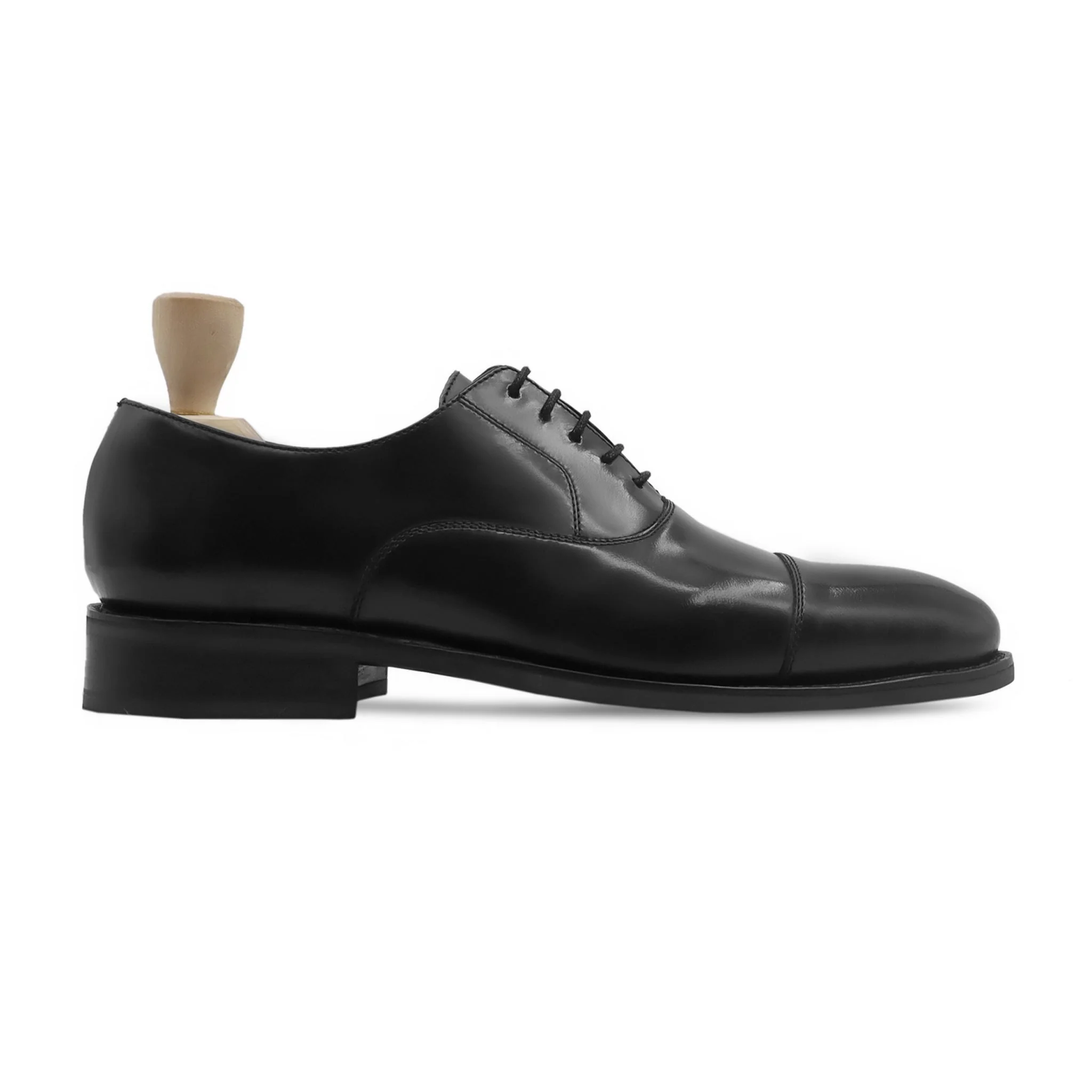 Tawus - Men's Black Box Leather High Shine Oxford Shoe - Goodyear Welted - Image 2