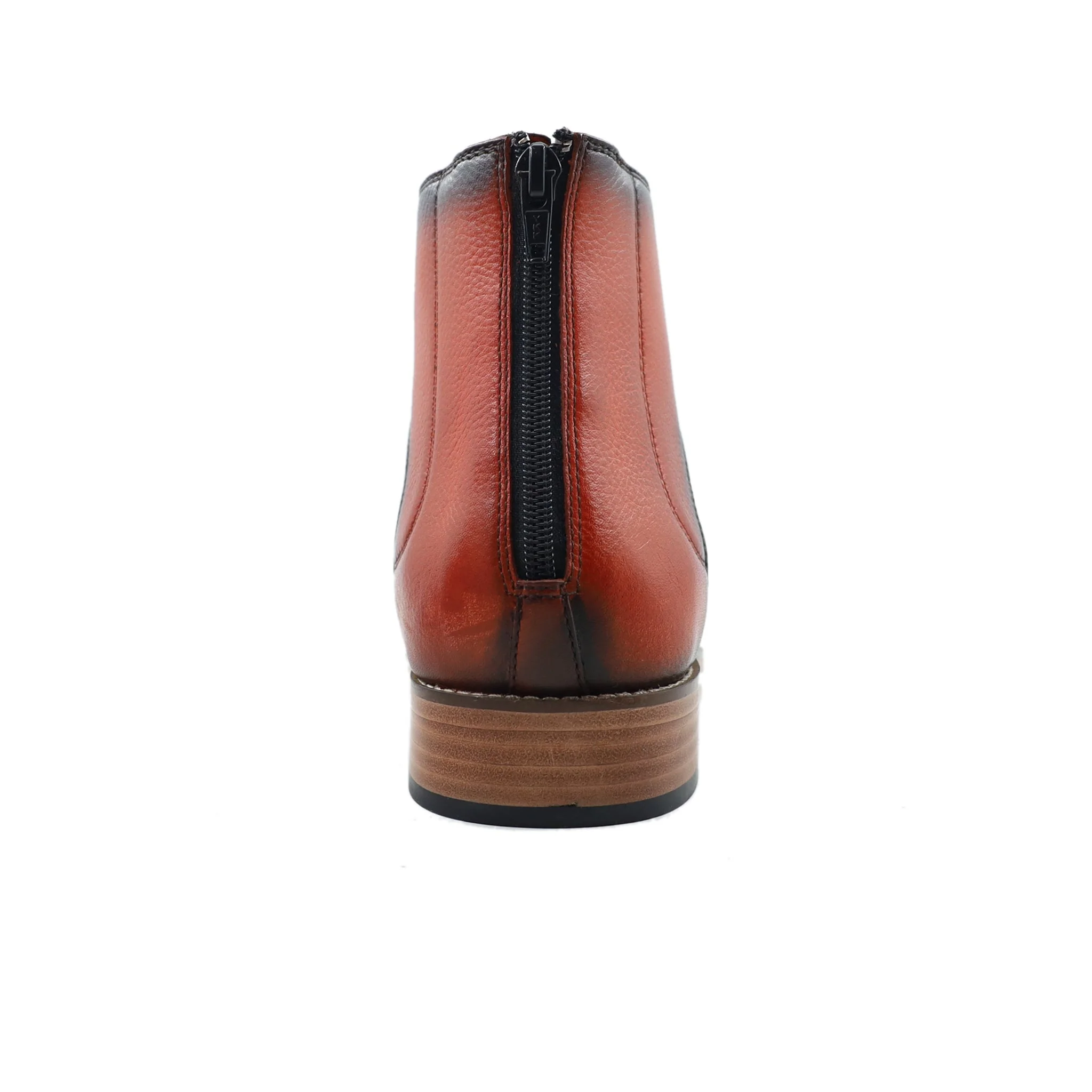 Tofua - Men's Burnished Orange Tan Pebble Grain Leather Boot - Image 4