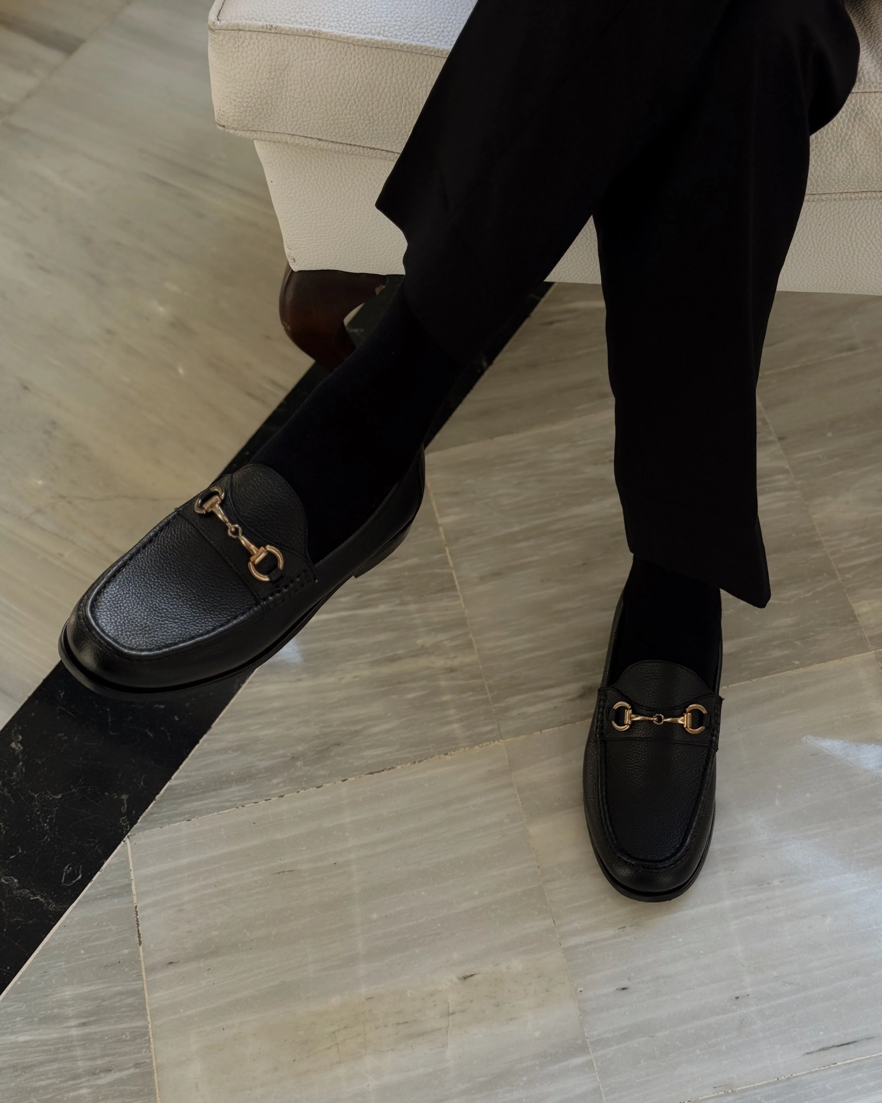 Tom - Men's Black Pebble Grain Leather Loafer - Image 8