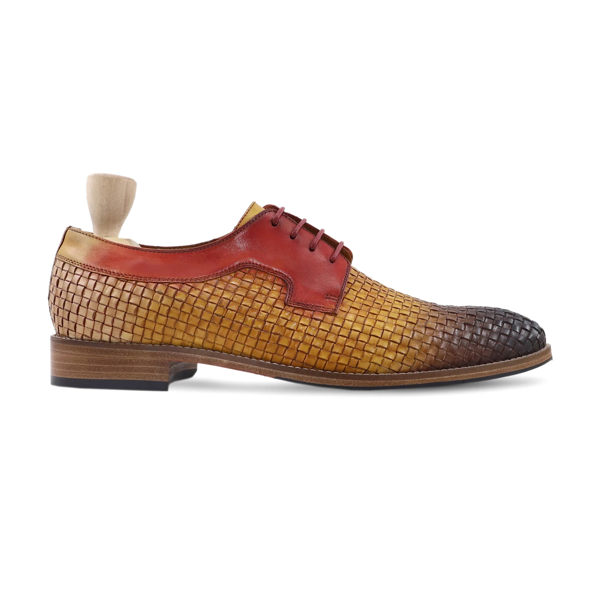 Tonio - Men's Multicolor Calf and Hand Woven Calf Leather Derby Shoe - Image 2