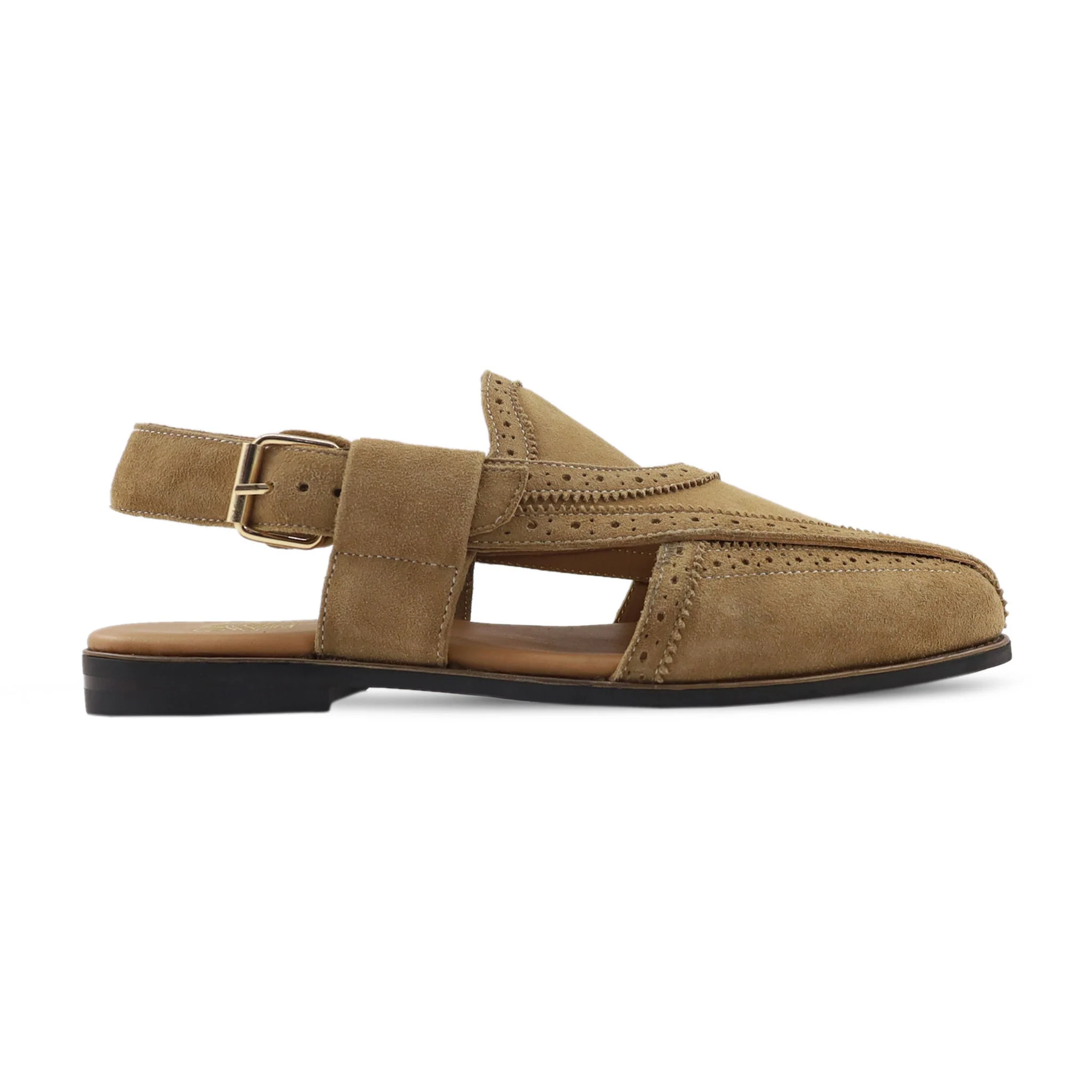 Tupac - Men's Camel Kid Suede Sandal - Image 2