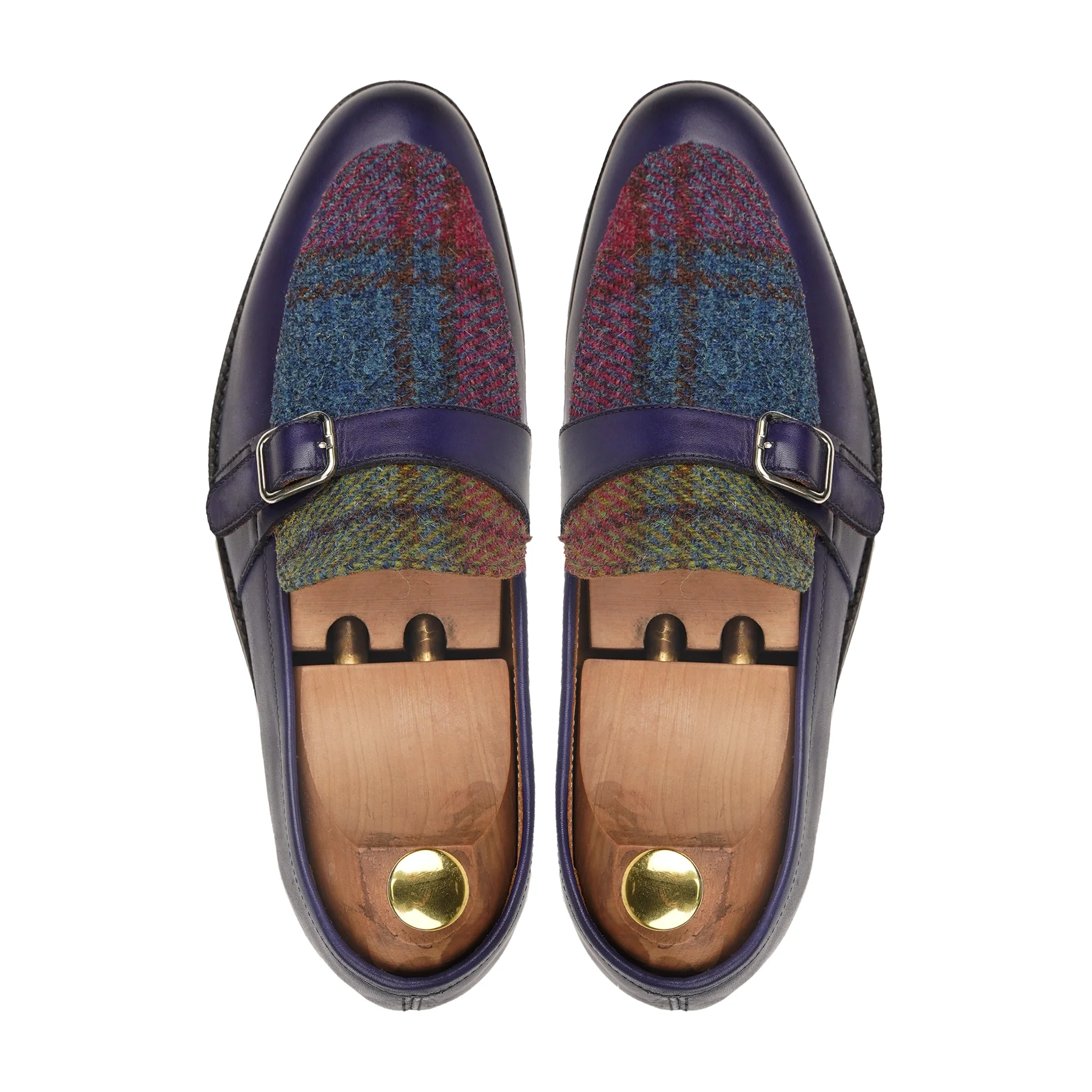 Takefu - Men's Blue Calf Leather and Harris Tweed Loafer - Image 3