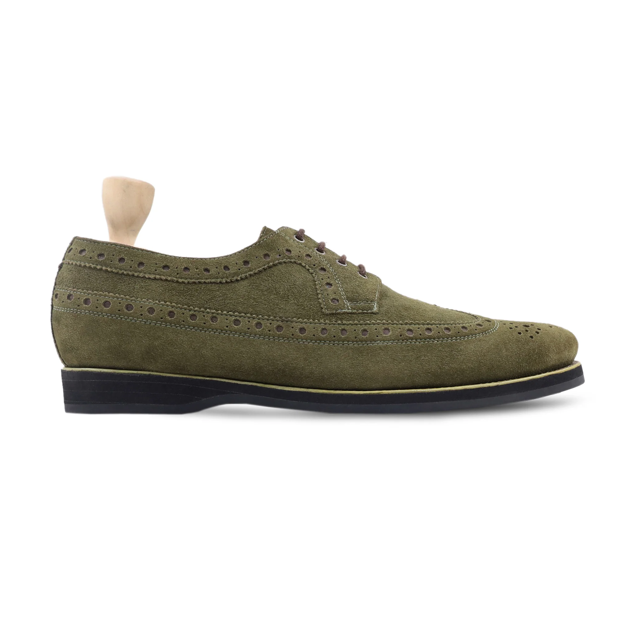 Vanesa - Men's Olive Green Kid Suede Derby Shoe - Image 2