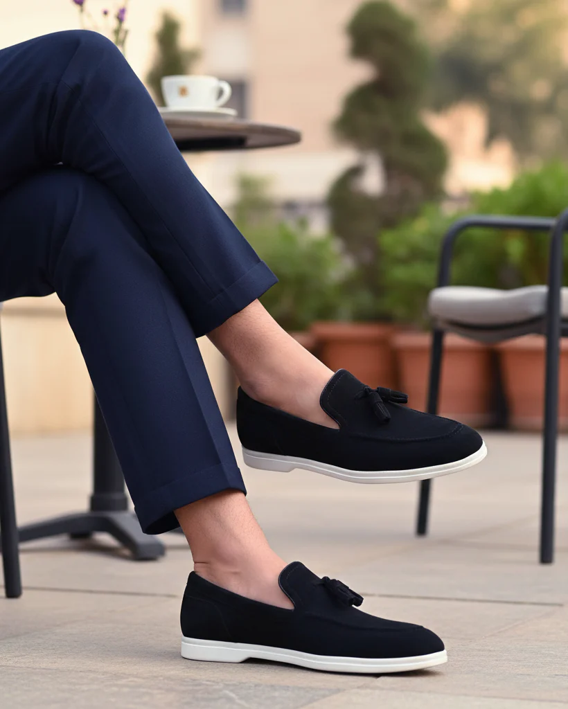 Walmer - Men's Dark Blue Suede Loafer - Image 4