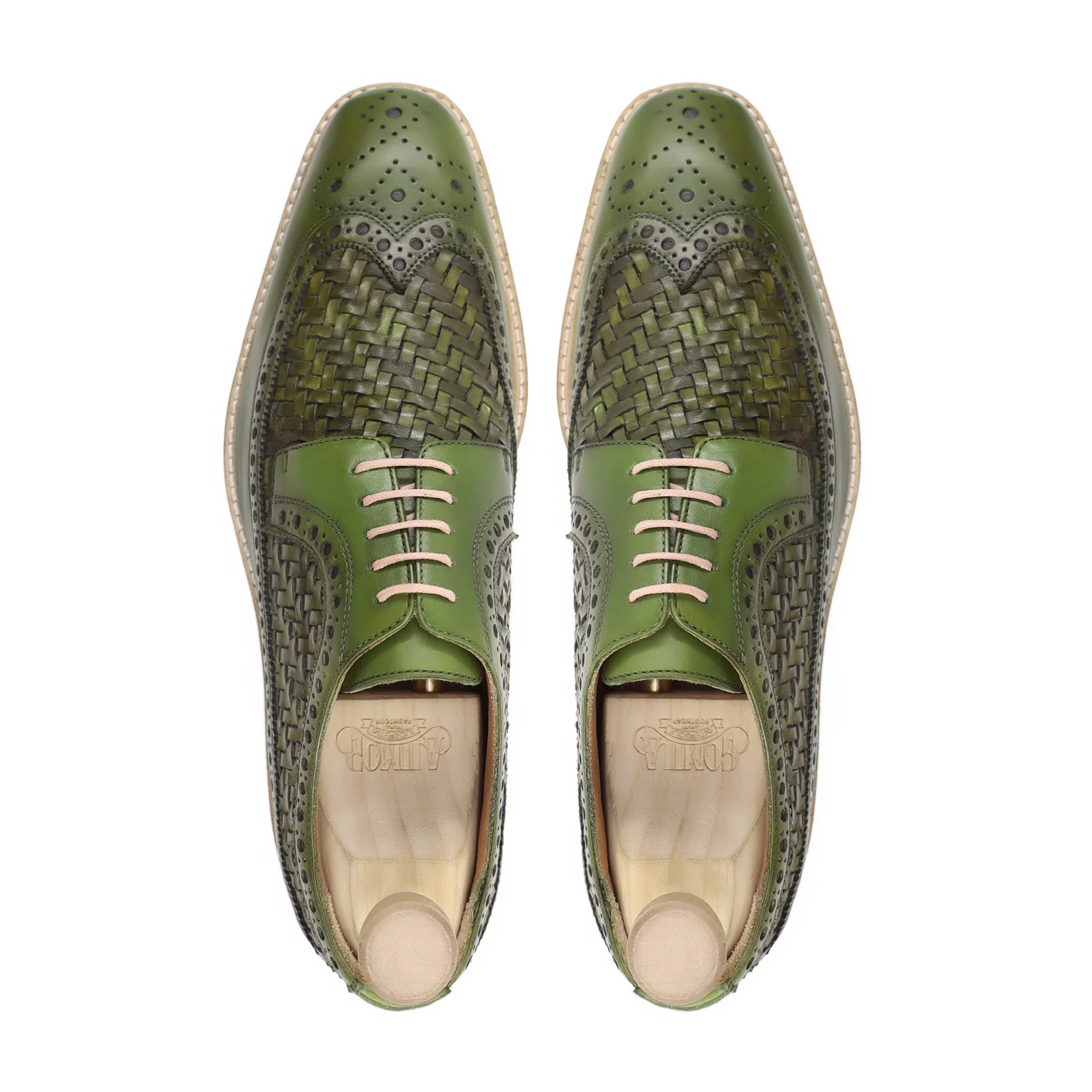 Wardel - Men's Light Green Calf And Hand Woven Calf Leather Derby Shoe - Image 3