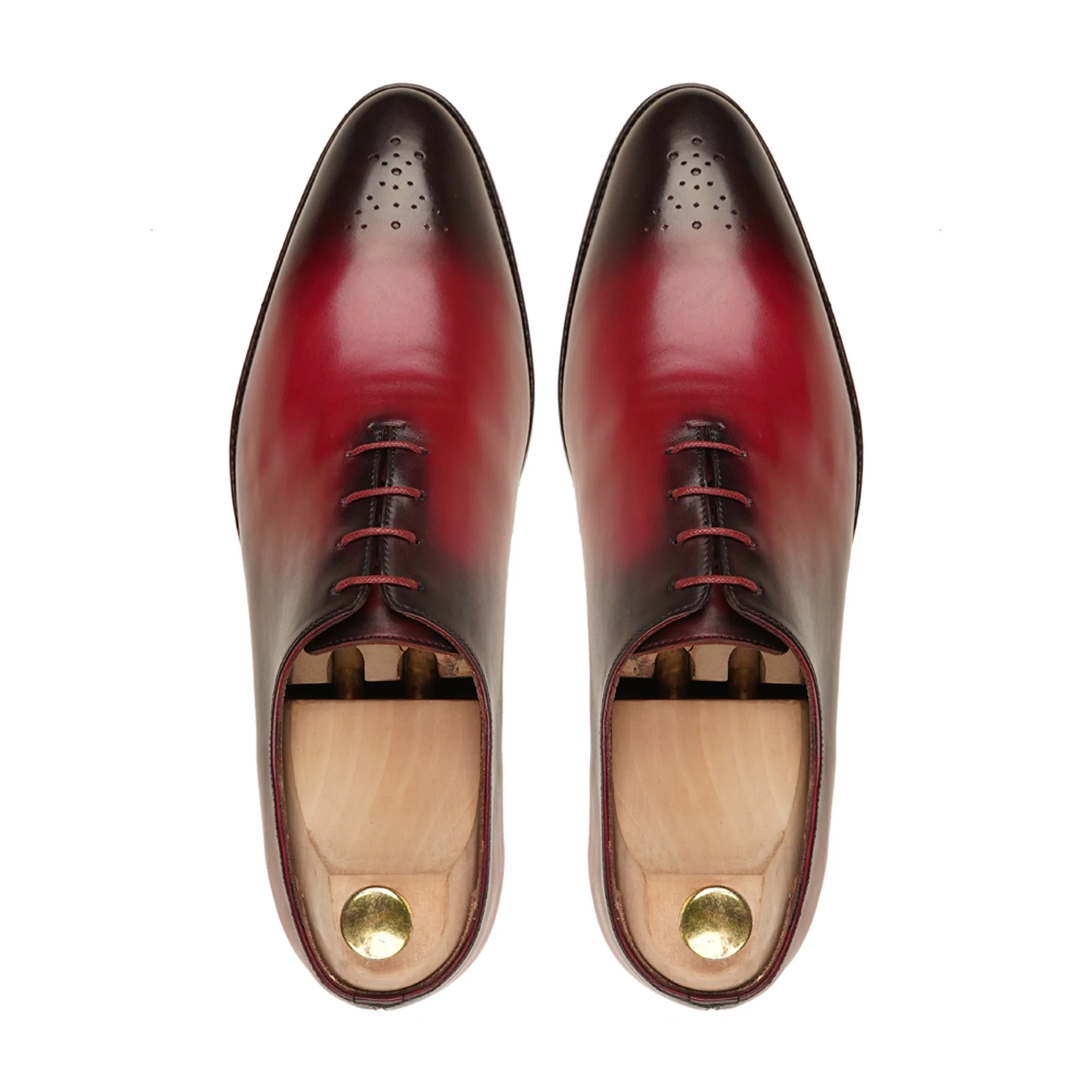 Yori - Men's Red Patina Calf Leather Wholecut Shoe - Image 3