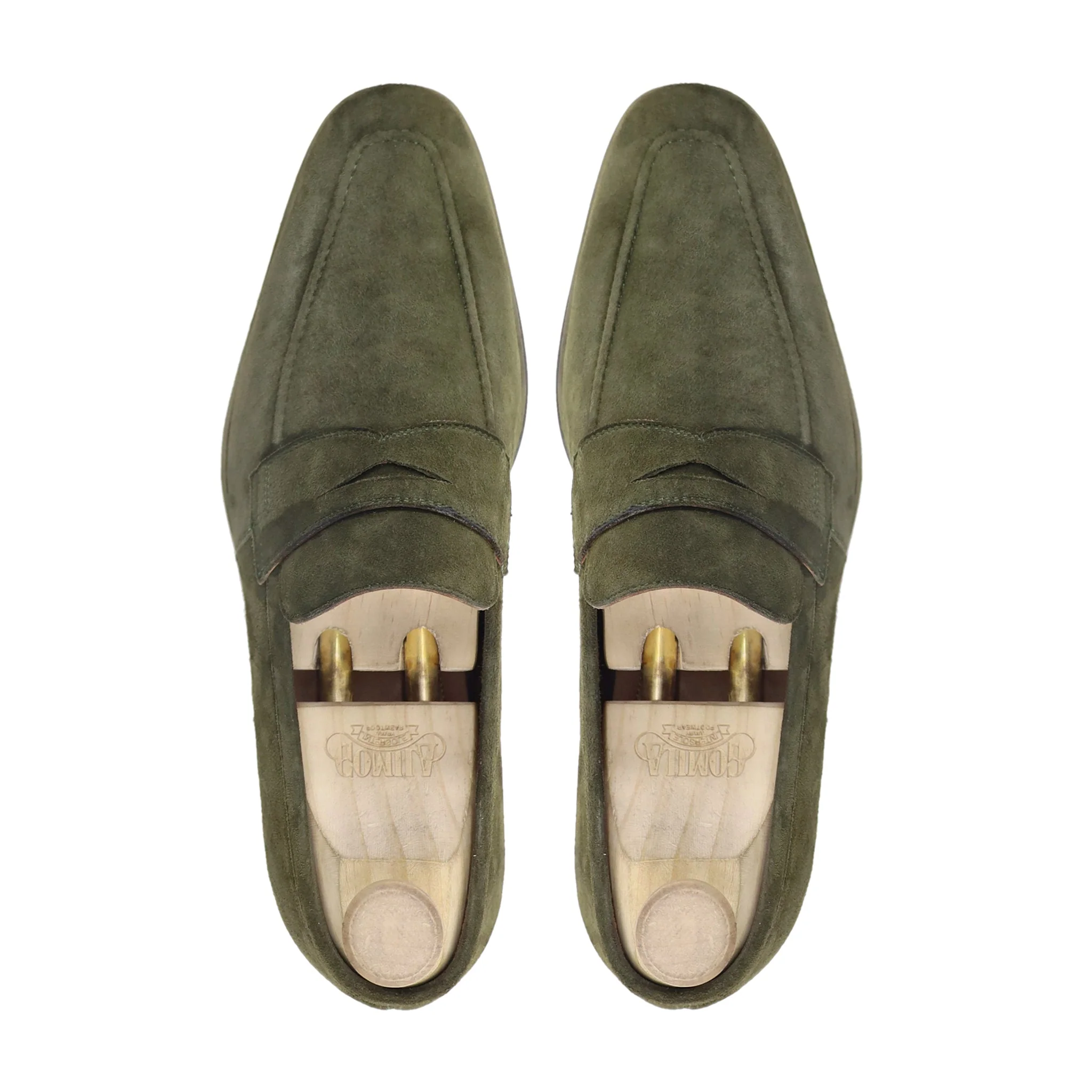 Yoshito - Men's Olive Green Kid Suede Loafer - Image 3