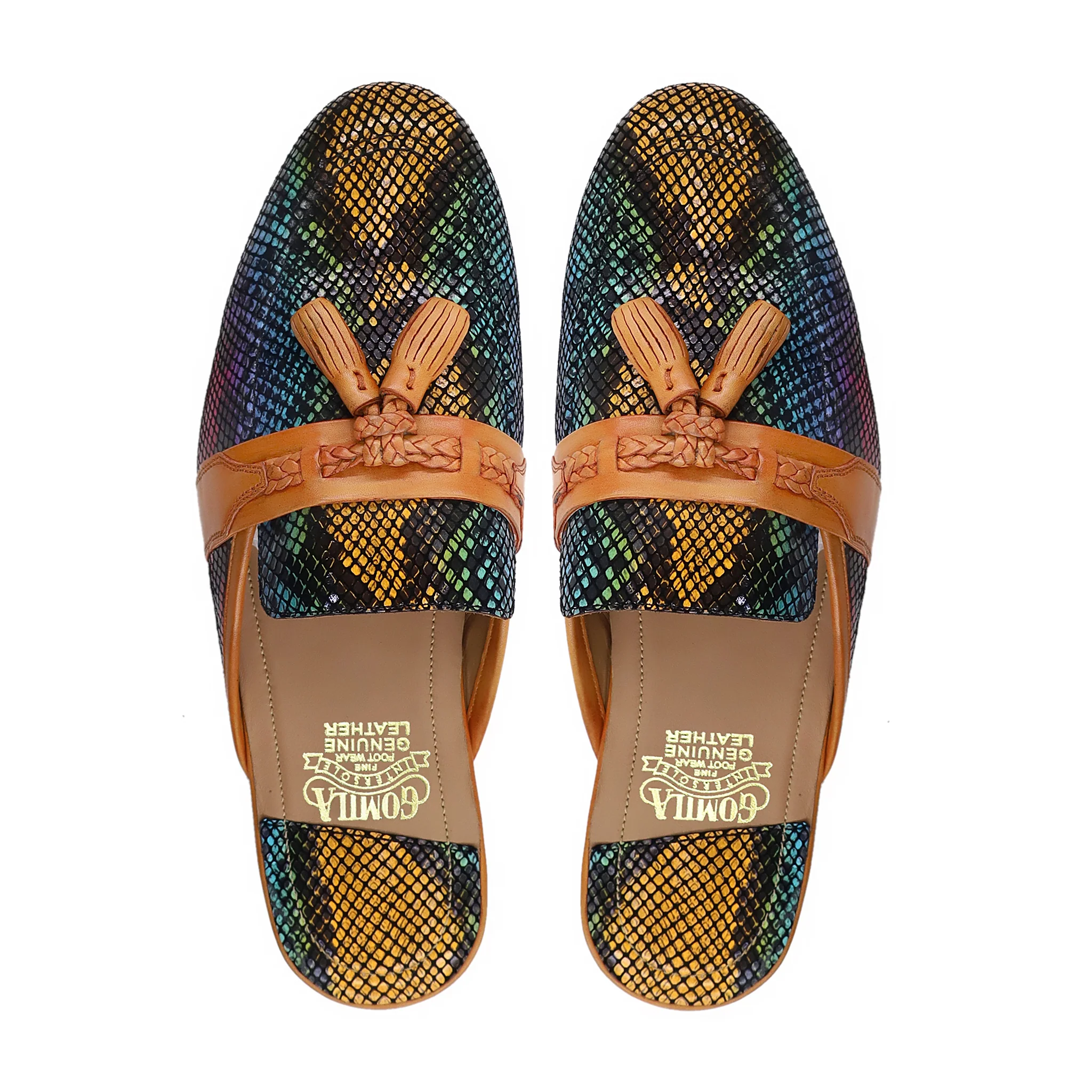 Zoie - Men's Rainbow Printed Leather Slipper - Image 3